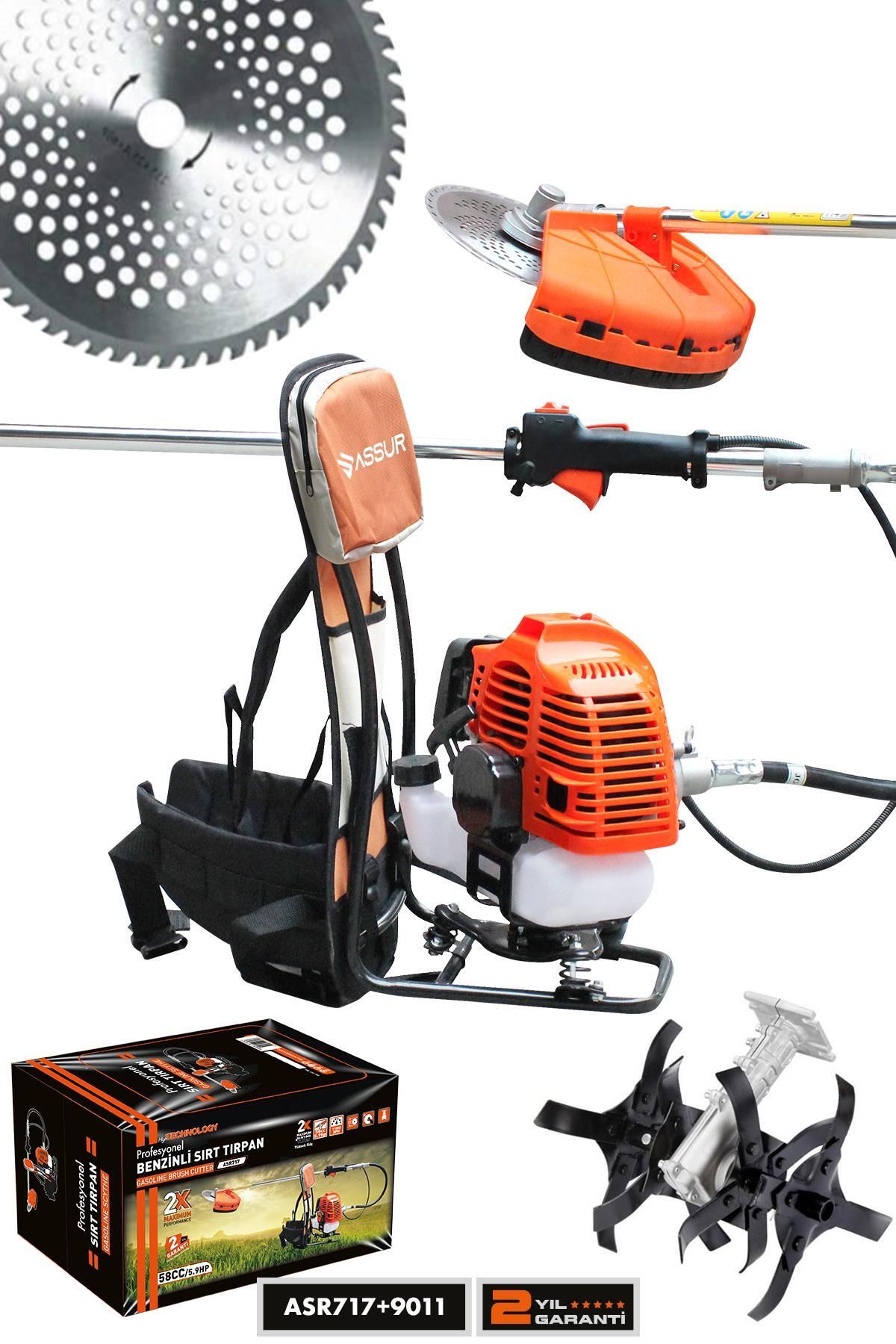 ASSUR 11000rpm 5.9 Hp Sırt Tipi Benzinli Motorlu Ot Çalı Çim Biçme Tırpanı Çapalama Aparatı