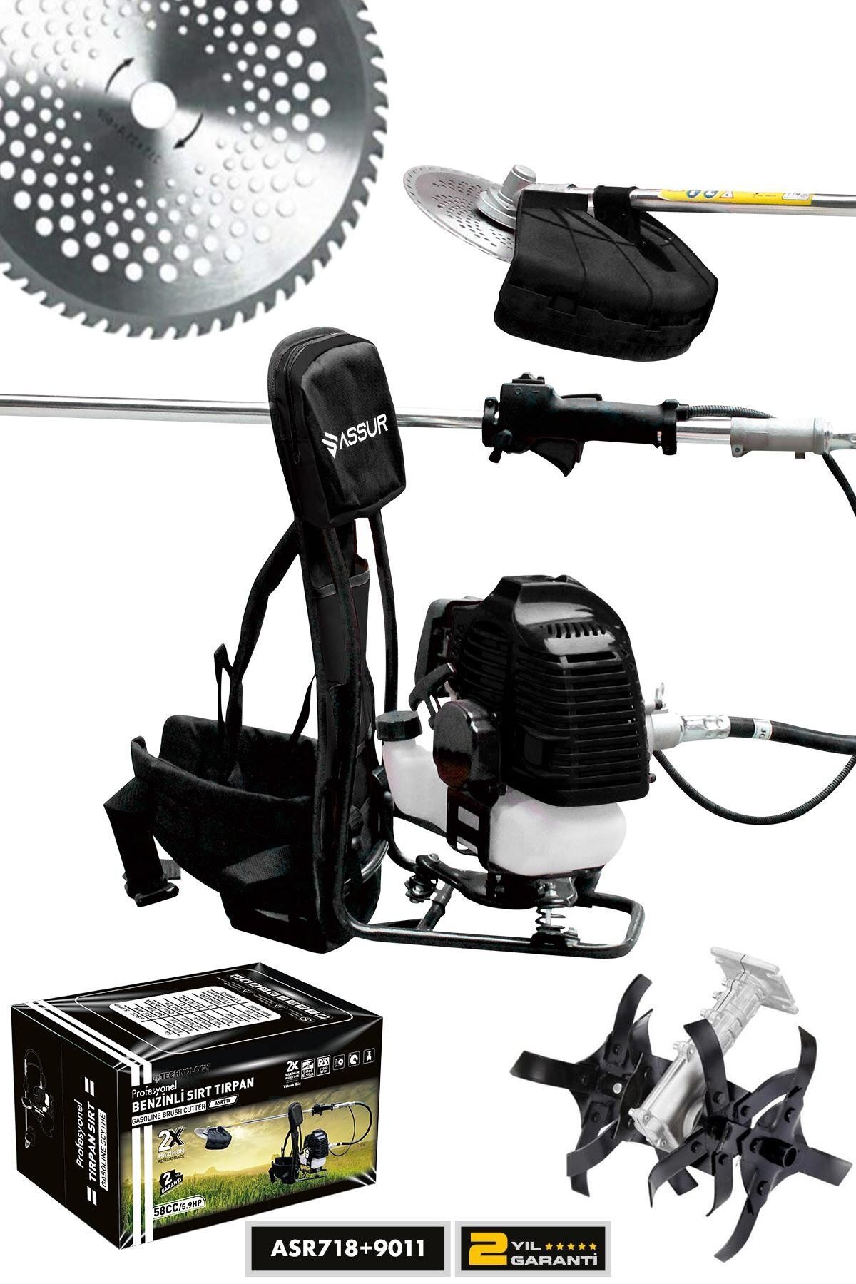 ASSUR 11000rpm 5.9 Hp Sırt Tipi Benzinli Motorlu Ot Çalı Çim Biçme Tırpanı Çapalama Aparatı
