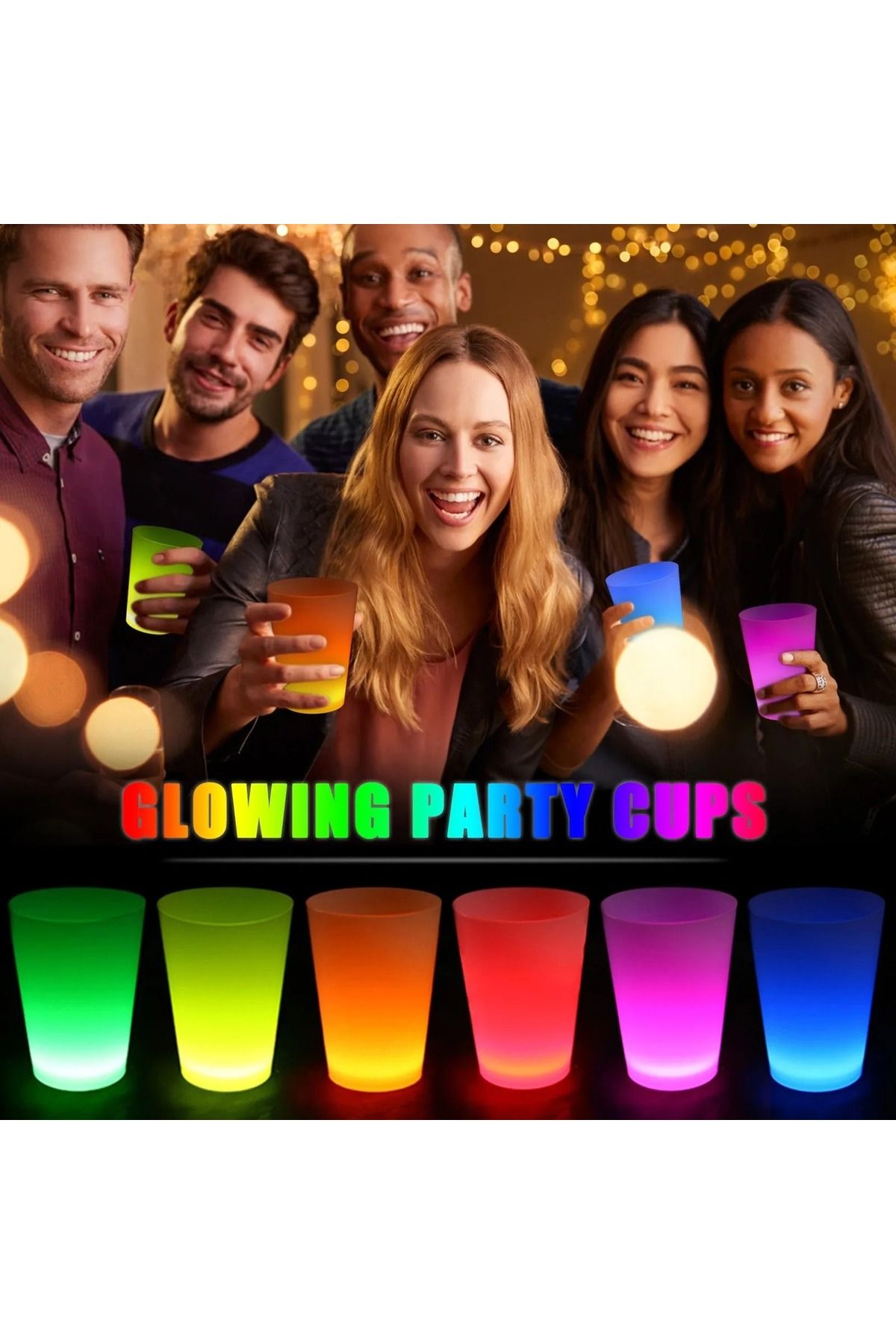HobiDünyasıElif Glow Partisi Bardakları 6 Renk 6 Adet 1.5 oz 4.5 x 6.5 cm (4767) - Lisinya