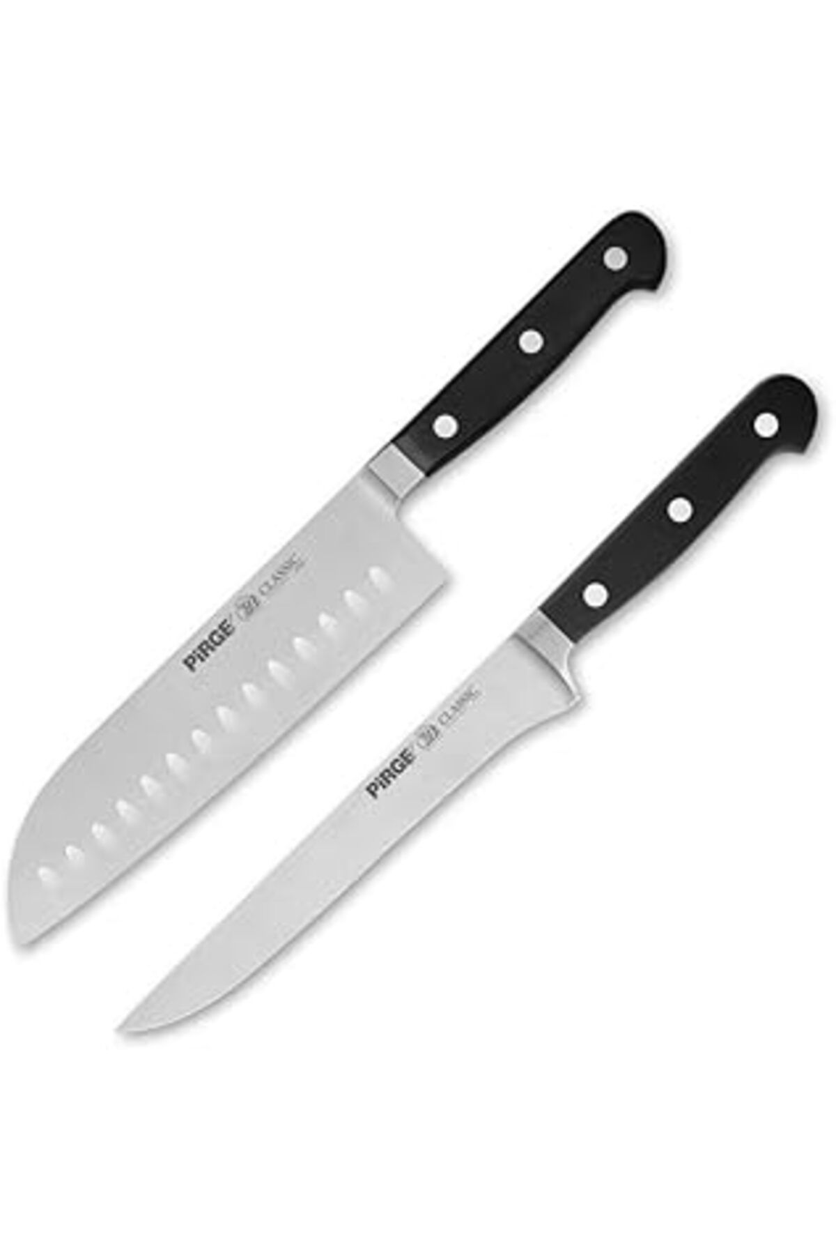 Mu Art Ahşap Pirge Classic Santoku Bıçak Seti 2 Parça