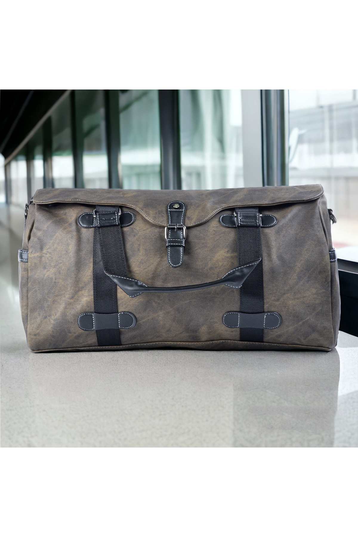 Naimeed Company-Travel bag, for airplane, eco-leather, Naimeed D5414, Companion, Military green, 50x20x30cm 8