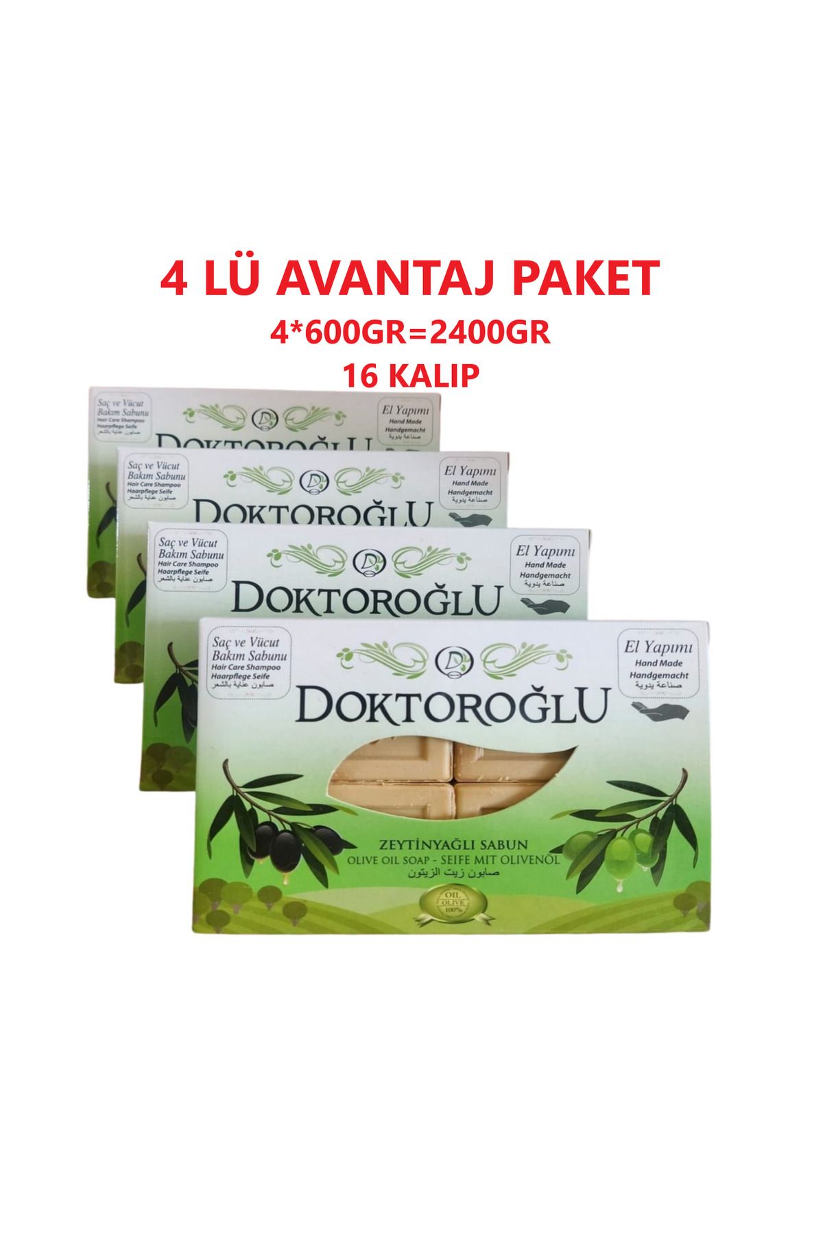 DOKTOROĞLU ZEYTİN YAĞLI SABUN 600 GR 4 LÜ 2400 GR