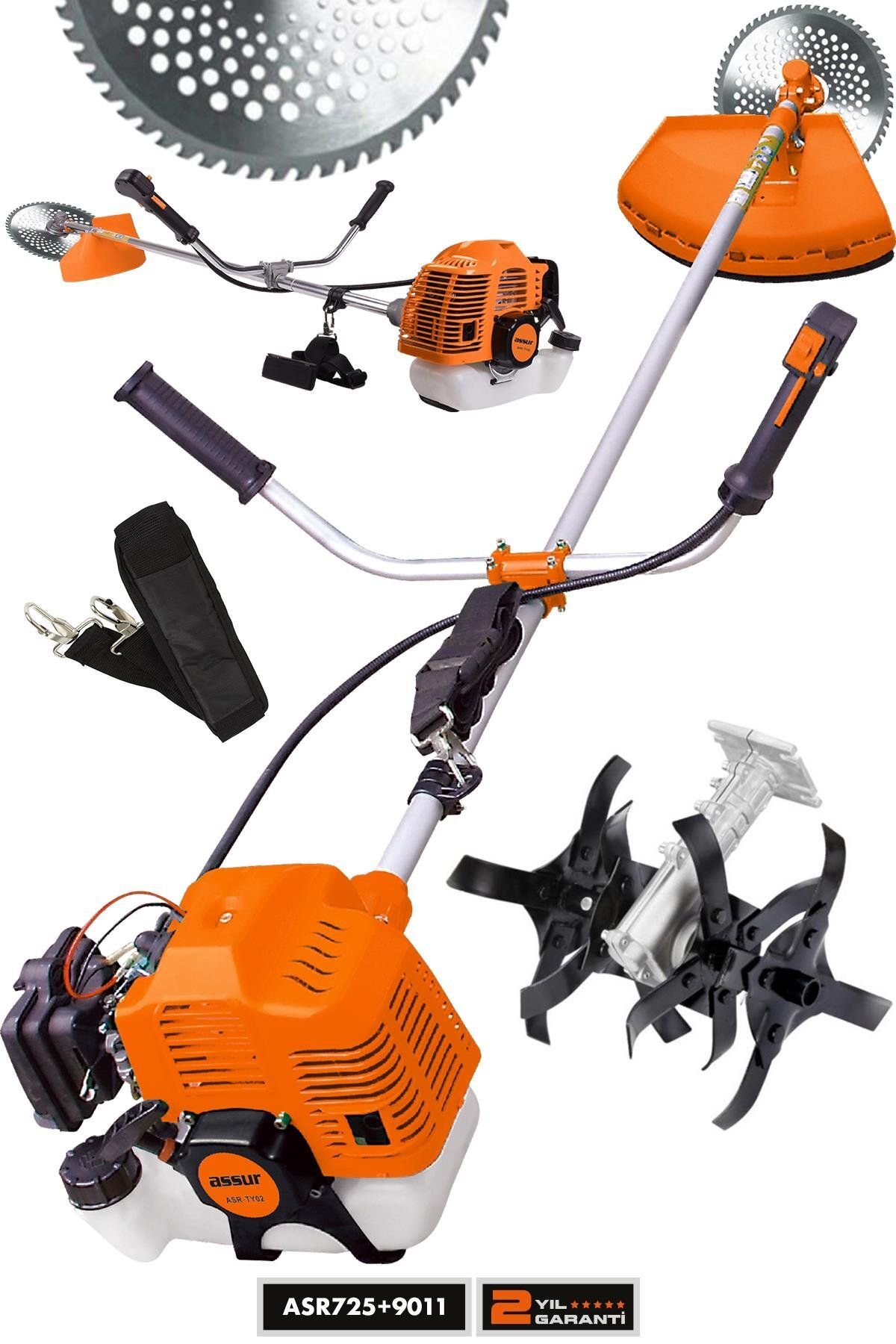 ASSUR 11000rpm 5.9 Hp Yan Tipi Benzinli Motorlu Ot Çalı Çim Biçme Tırpanı Çapalama Aparatlı