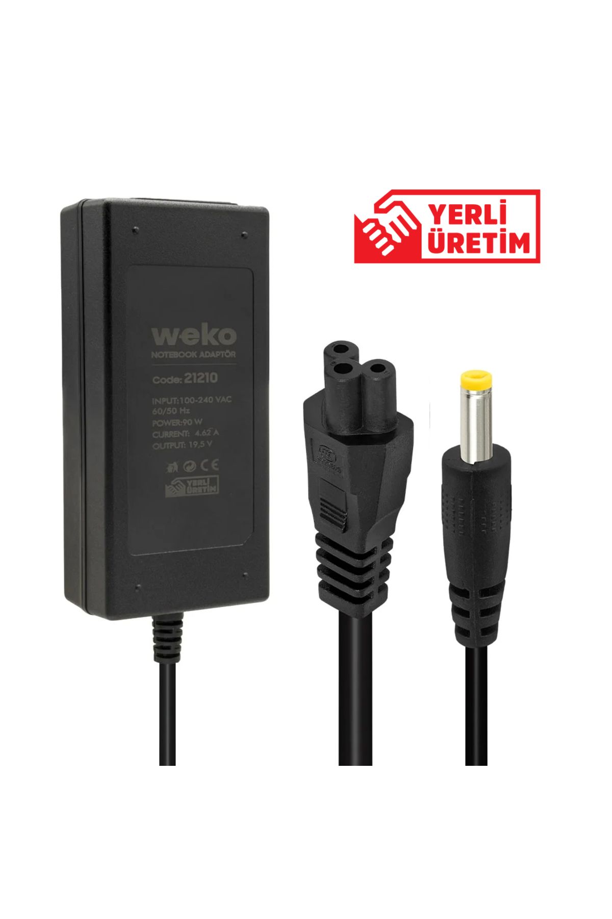 ShopZum WEKO 19.5 VOLT - 4.62 AMPER - 90 WATT 5.5*2.5 UÇLU YERLİ ÜRETİM NOTEBOOK ADAPTÖR