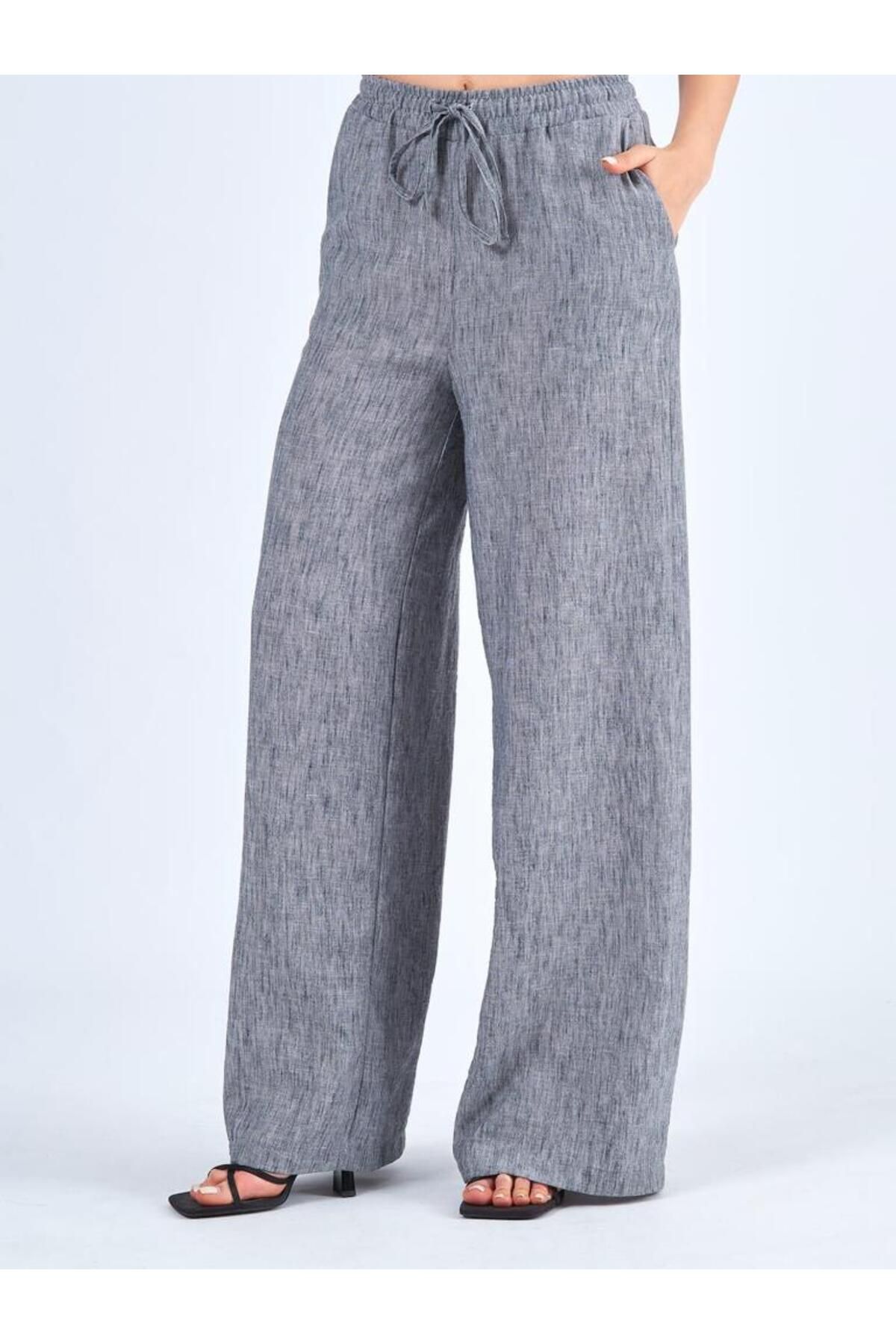 Lefon Kadın Beli Lastikli Regular Fit Pantolon 031464