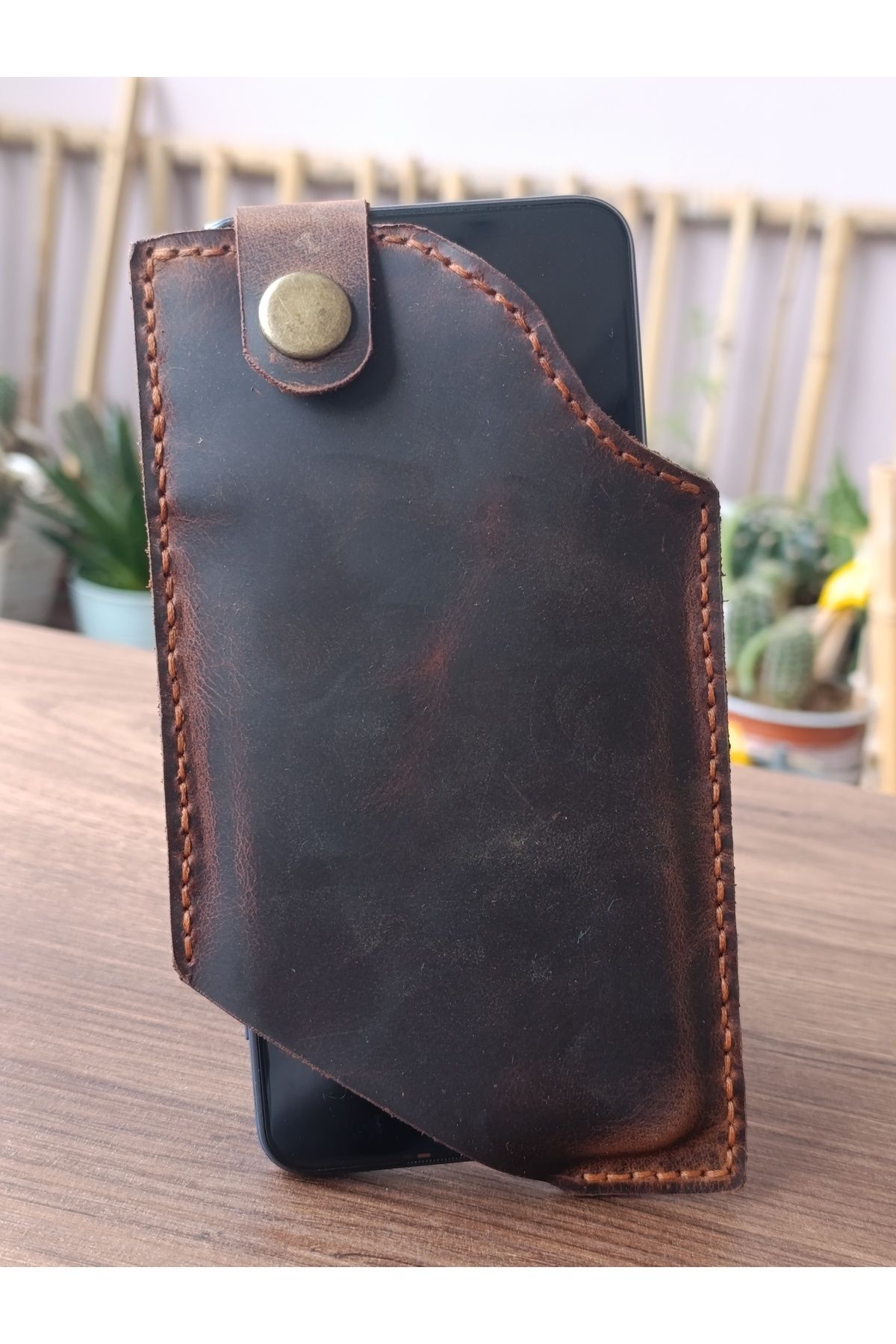 Tasarım Yüzderi Deri Aksesuar Belde Telefon Taşıma Uyumlu Kılıfı El Yapımı Hakiki Deri