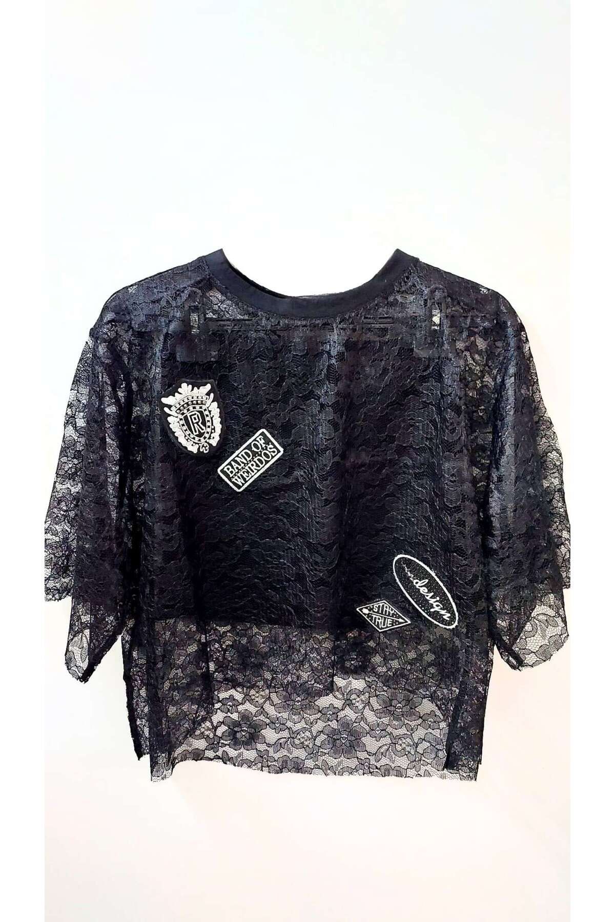 STLB İçi Büstiyer Üstü Dantel Kısa Kollu T-Shirt