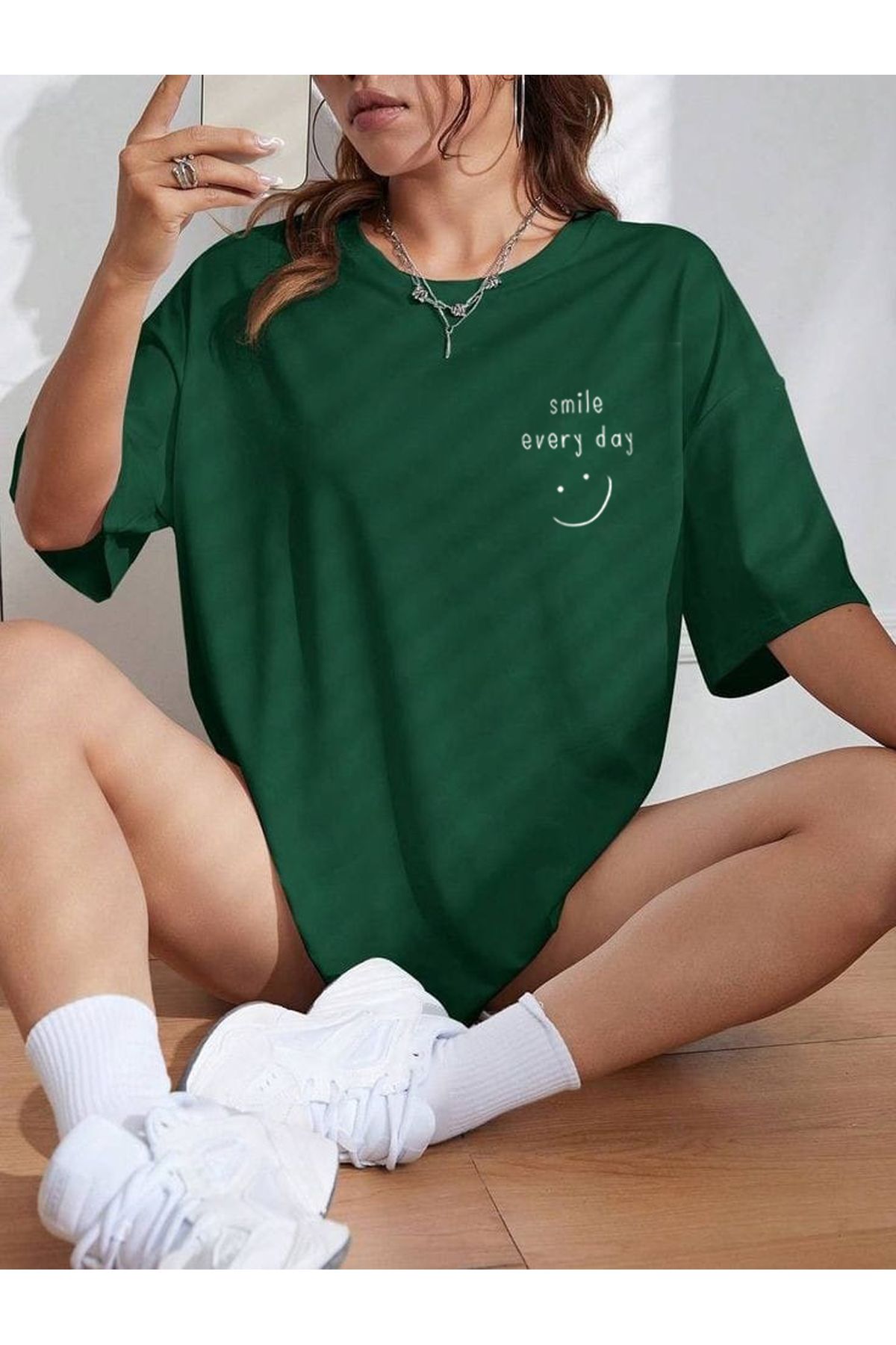 TekTarzz Unisex Smile Baskılı Tshirt