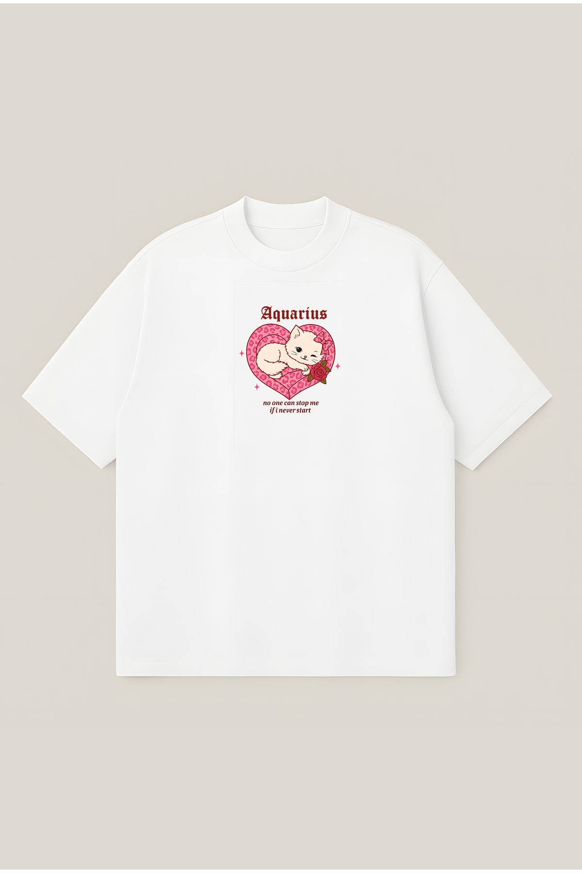 Moon Dancer Aquarius Unisex Oversize Baskılı Boxy Fit Kalın Kumaşlı T-shirt
