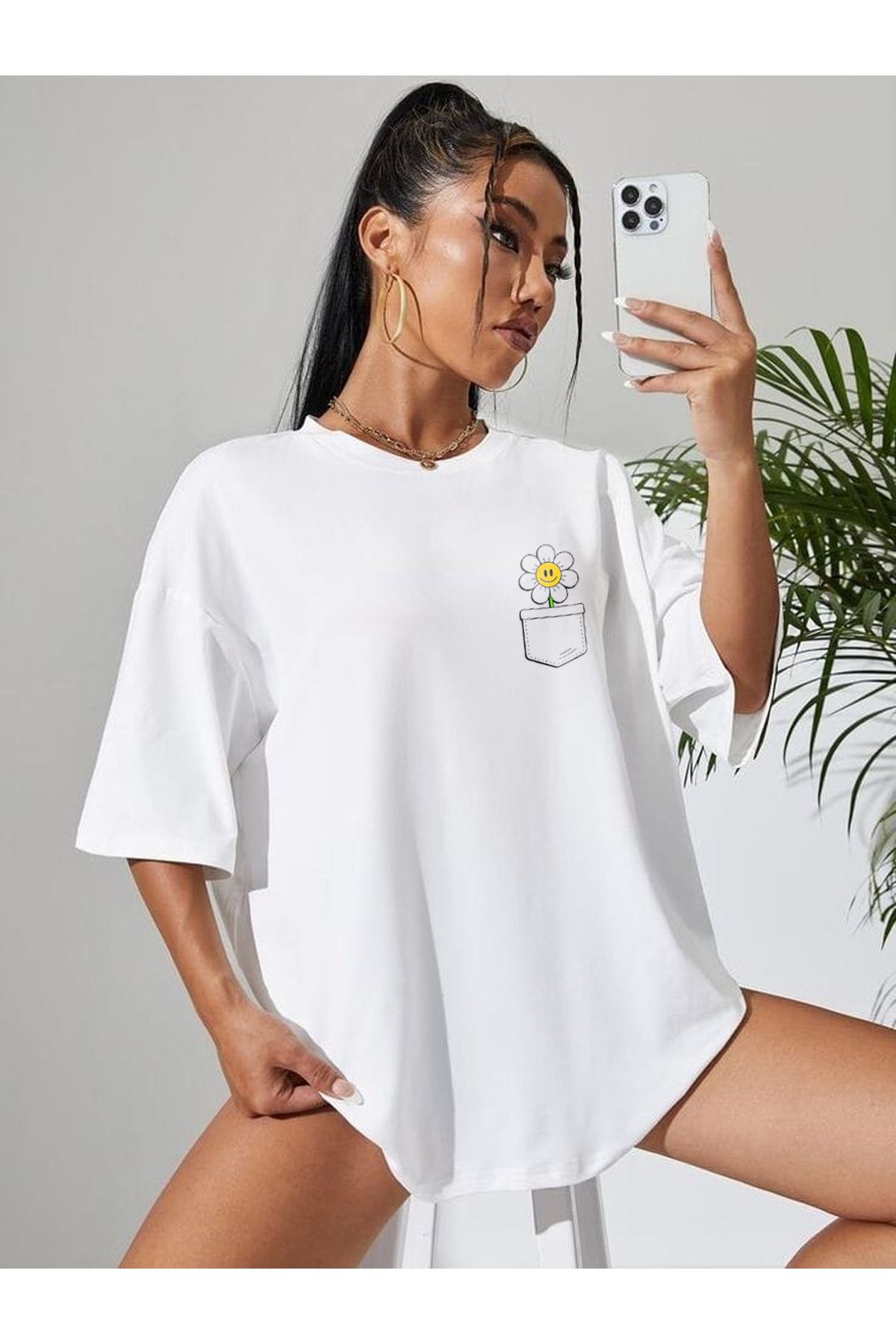TekTarzz Unisex Smile Baskılı Tshirt