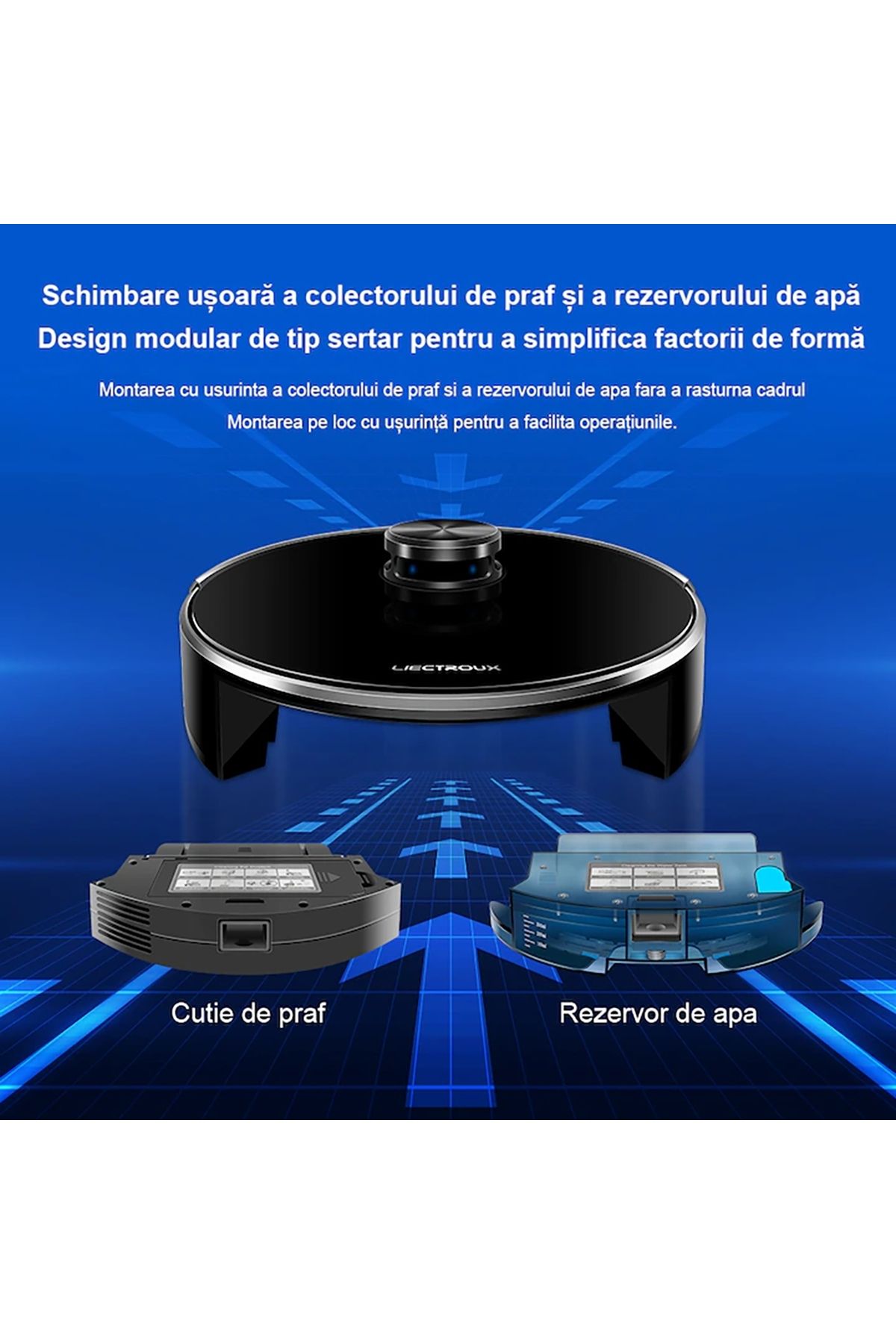 Liectroux-Robot Vacuum Cleaner with Washing, Liectroux XR500(D6818), with gyro navigation,130 minutes autonomy 9