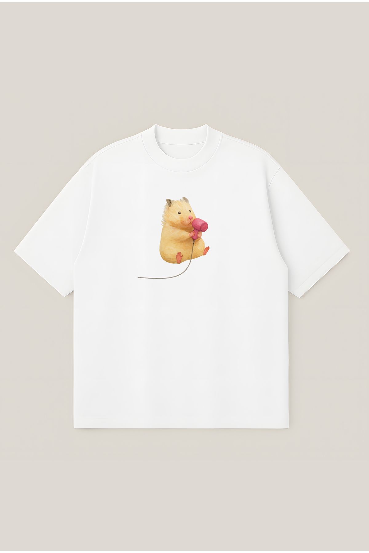 Moon Dancer Cute Hamster Unisex Oversize Baskılı Boxy Fit Kalın Kumaşlı T-shirt
