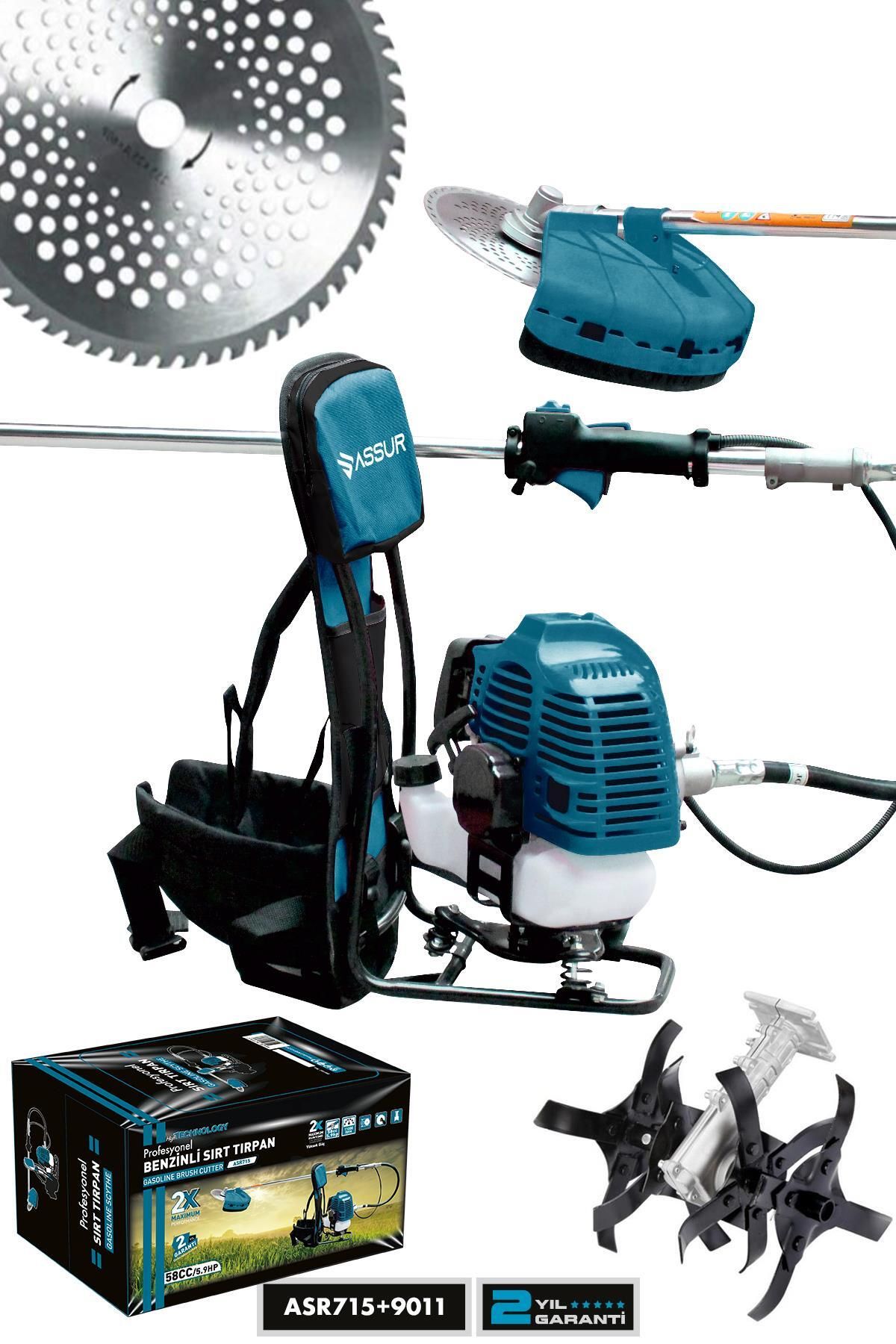 ASSUR 11000rpm 5.9 Hp Sırt Tipi Benzinli Motorlu Ot Çalı Çim Biçme Tırpanı Çapalama Aparatı