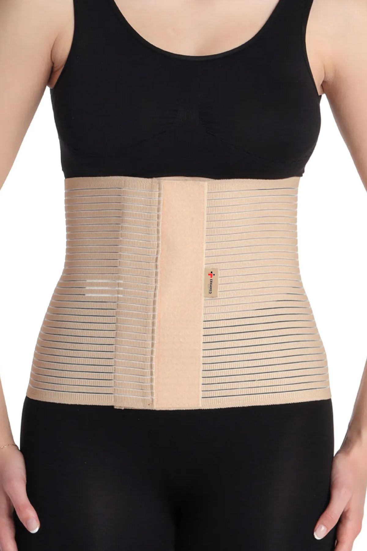 erkamed medikal Abdominal Korse 1. Derece Ameliyat ve Doğum Sonrası Misinalı Kumaş 4 Cırt 26cm 1.Kalite