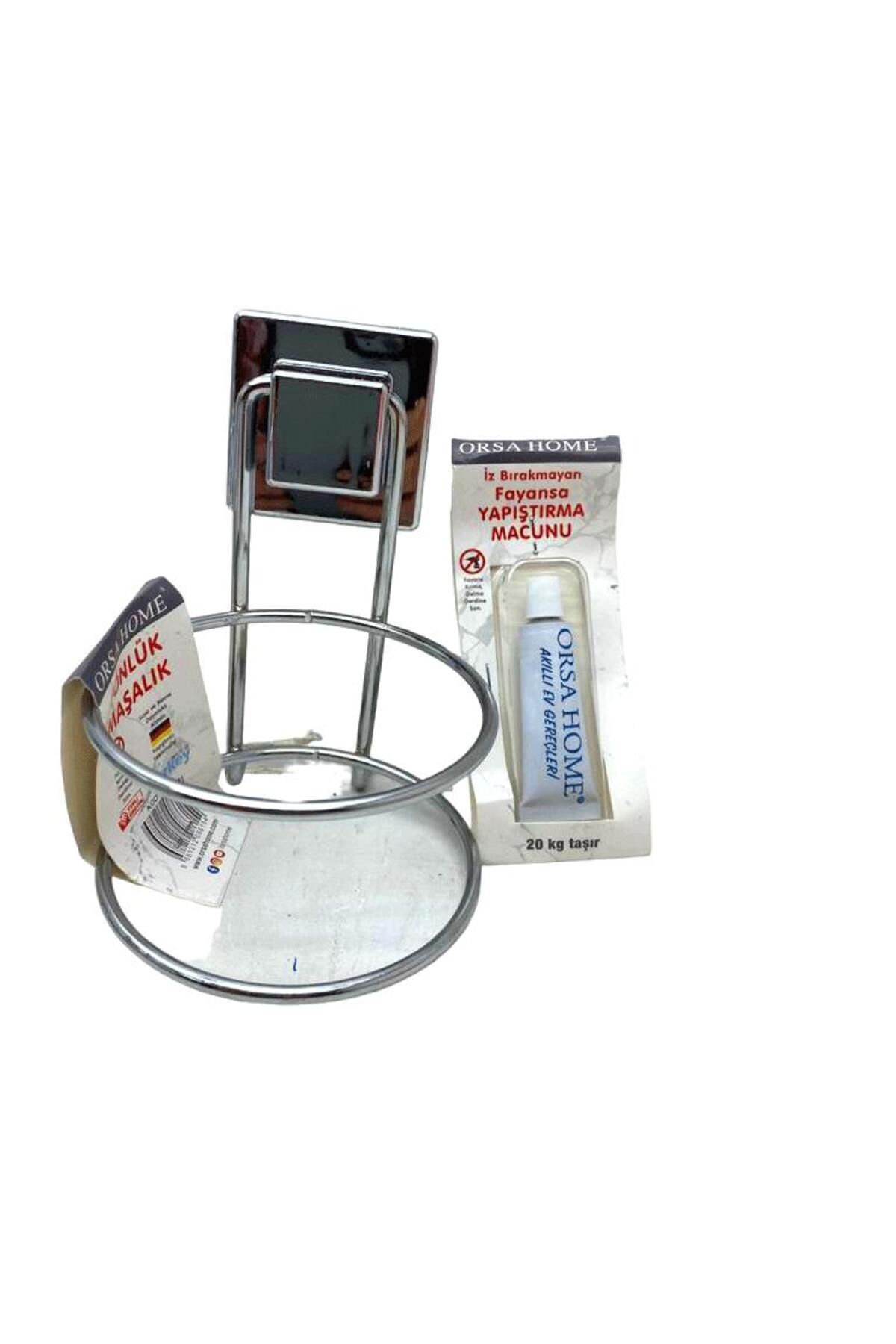 Shop58 YAPIŞKANLI KROM FÖNLÜK MAŞALIK FAYANSA YAPIŞTIRMA MACUNLU (4172)