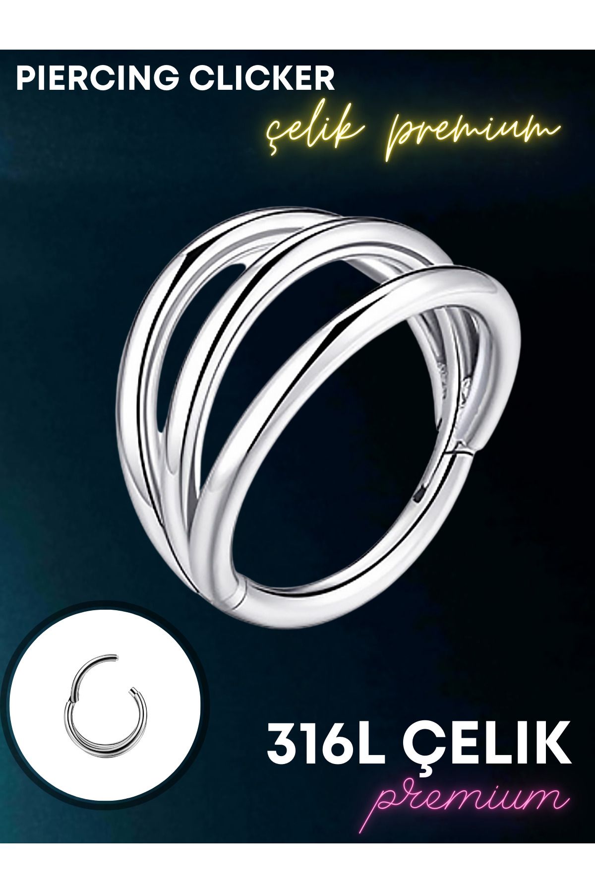 Luckshery Helix, Tragus, Septum, Kulak Memesi için Sade ve Çok Amaçlı Piercing Clicker