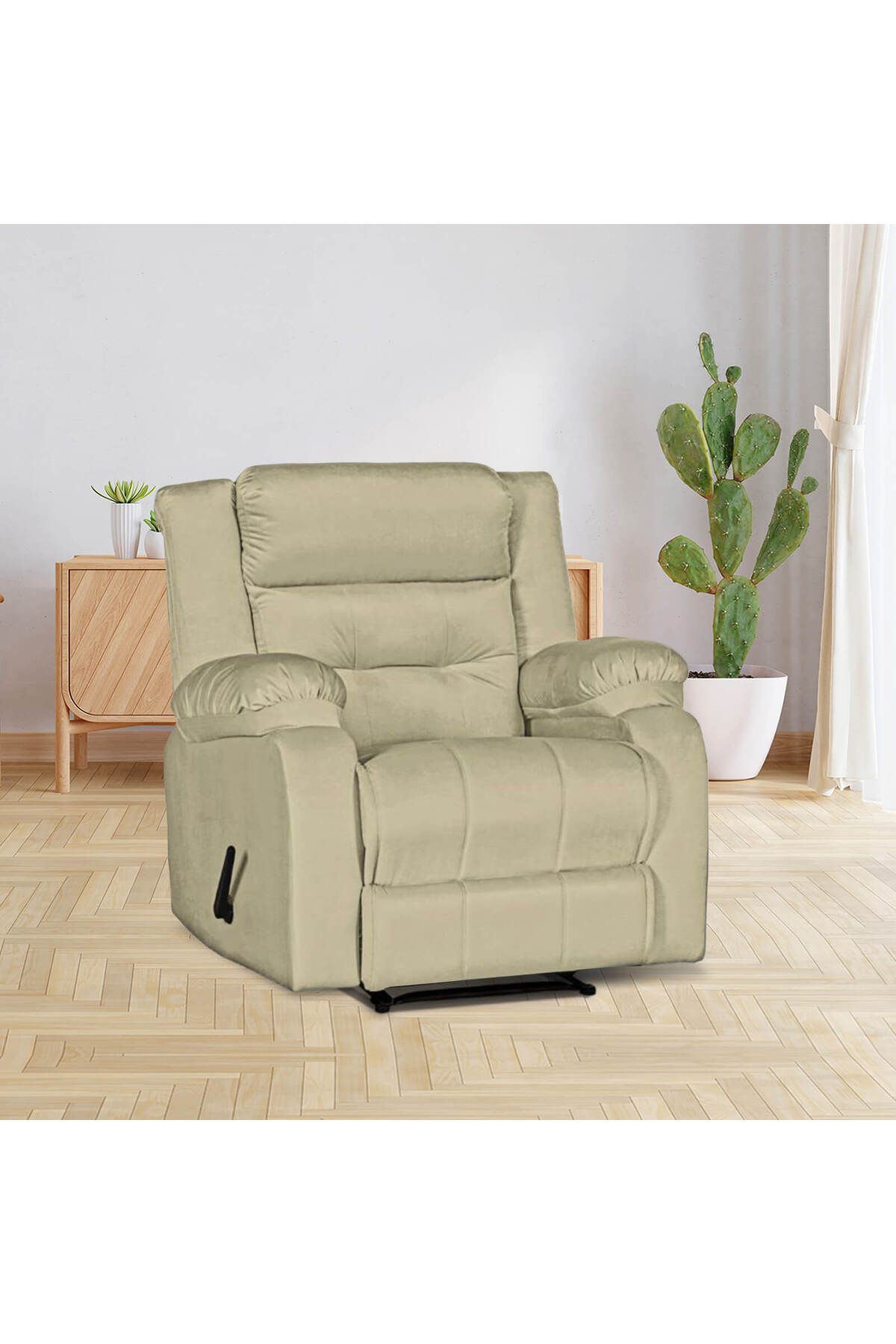Lazy Vibes-MNZ3 | Velvet Rocking & Rotating Recliner Chair - Dark Ivory Lazy Vibes 1