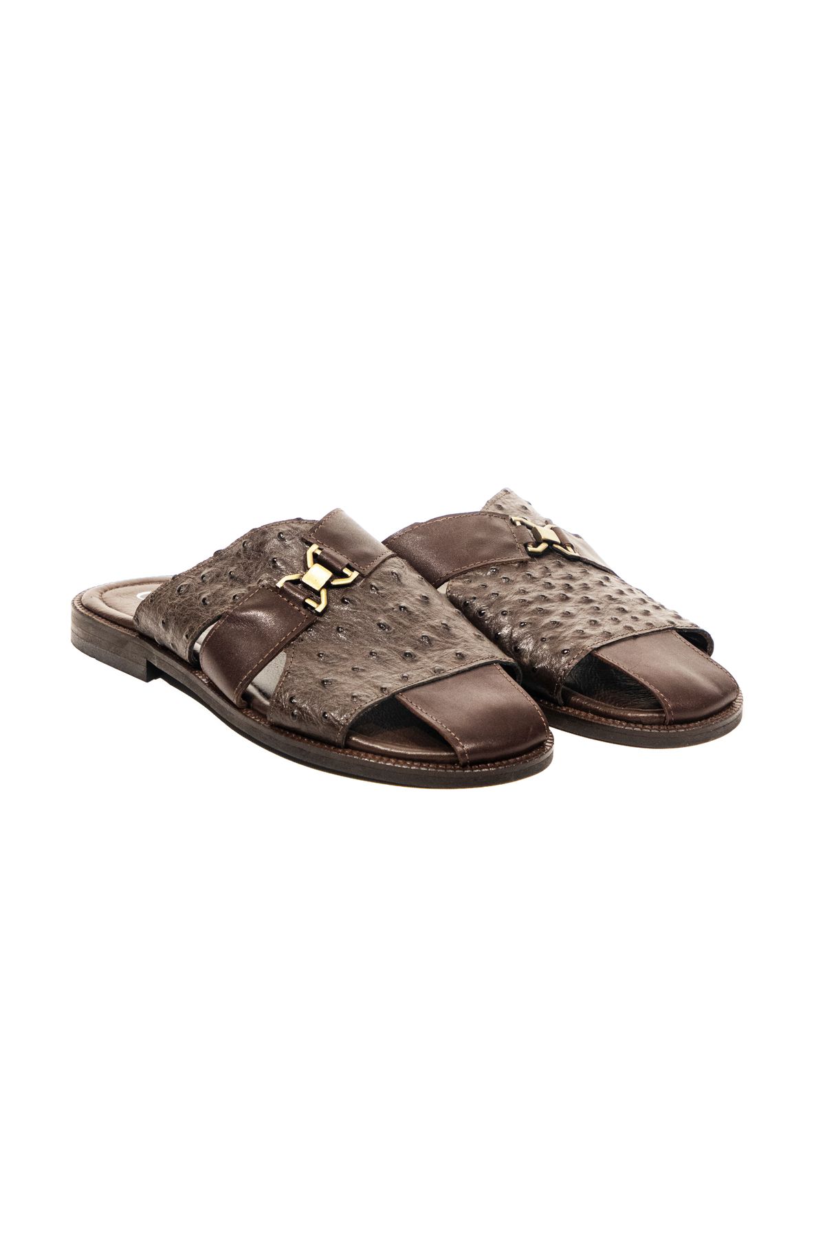 Gacco Shoes Gacco Tokalı Kahverengi Deri Terlik
