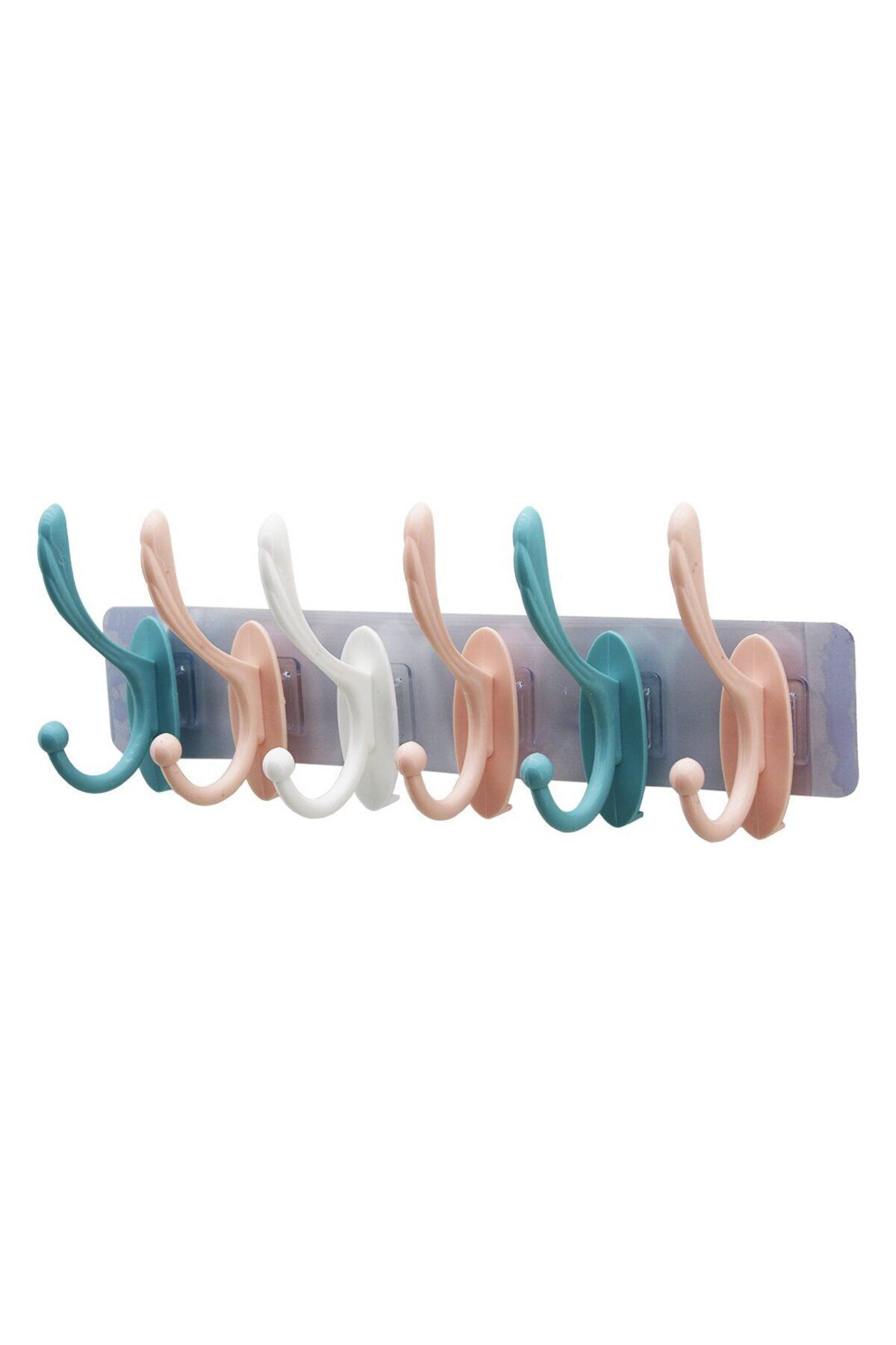 Shop58 6 KOLLU ŞEFFAF YAPIŞKANLI RENKLİ PLASTİK ASKI TAK - ÇIKAR ASKI KOLLU (4172)