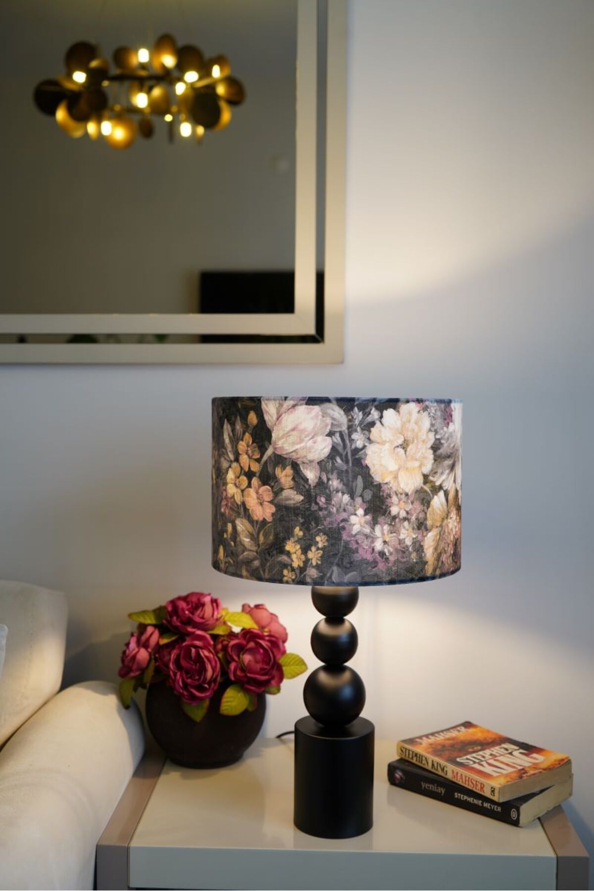 retro home design Özel Siyah Ayaklı Kadife Kumaş Silindir Desenli Dekoratif Abajur Yatak Odası Salon