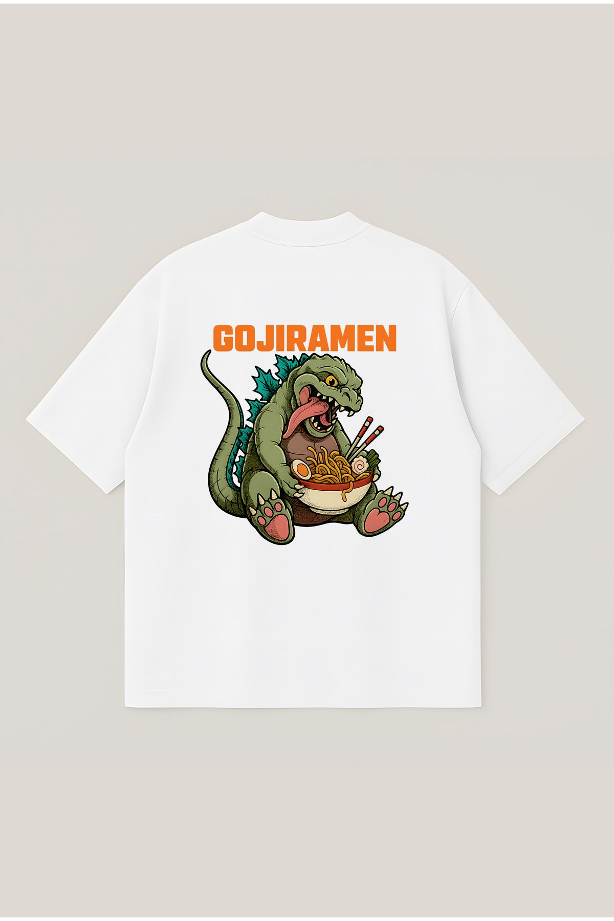 Moon Dancer Gojiramen Unisex Oversize Baskılı Boxy Fit Kalın Kumaşlı T-shirt