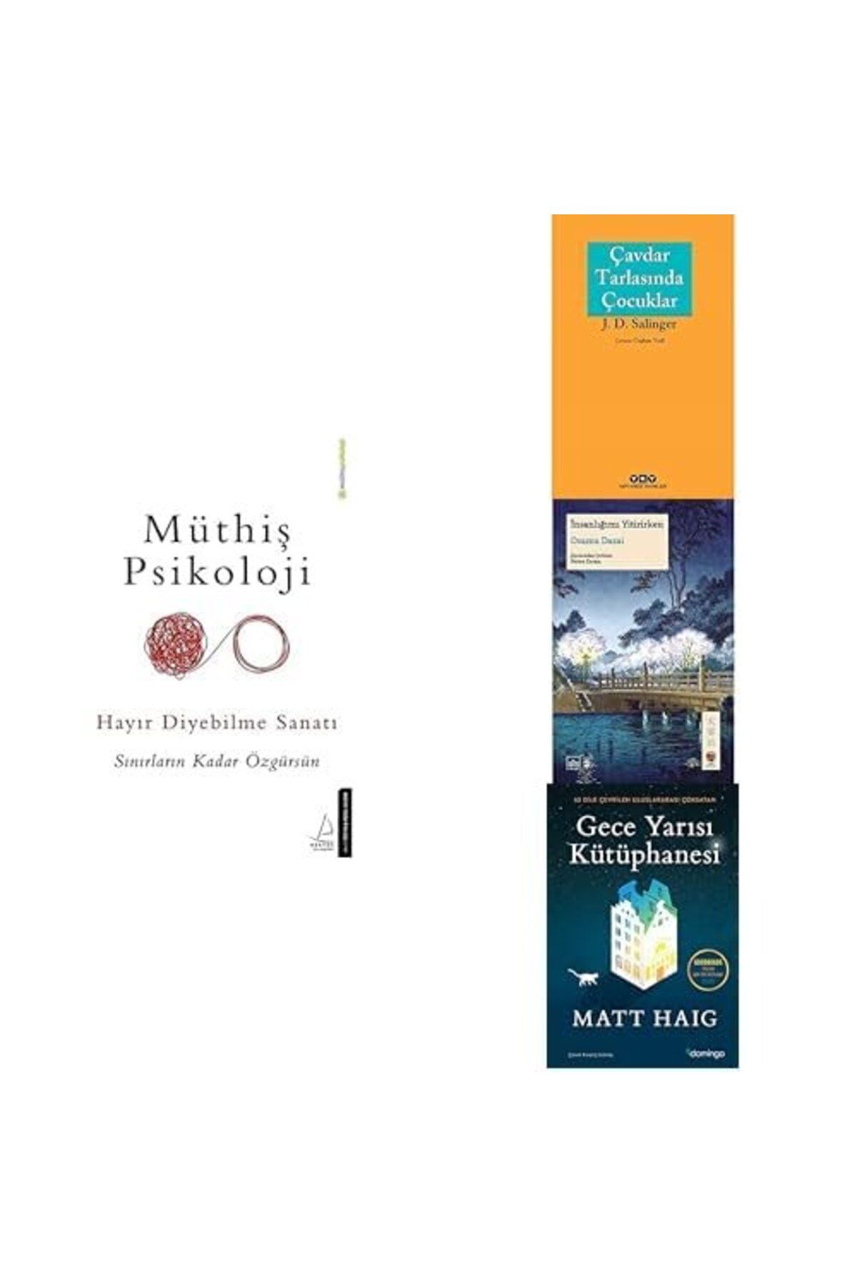 Destek Yayınları muthis psikoloji + cavdar tarlasinda cocuklar + insanligimi yitiririken + gece yarisi kutuphanesi =