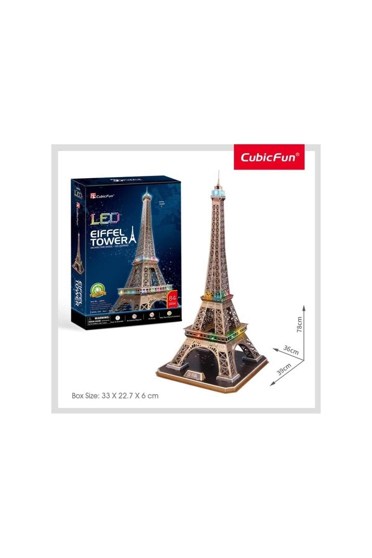 Cubic Fun-Cubic Fun - 3D LED Puzzle Eiffel Tower 84 Pieces 3