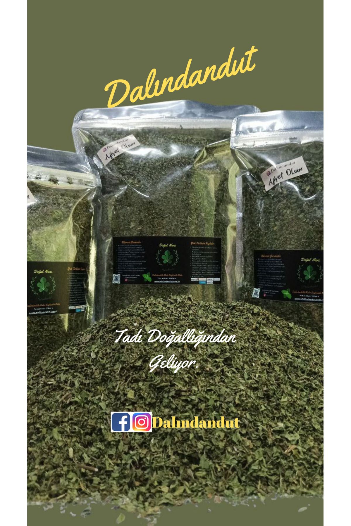 Dalındandut Yeni Mahsül Doğal Nane 500 gr( Katkısız)