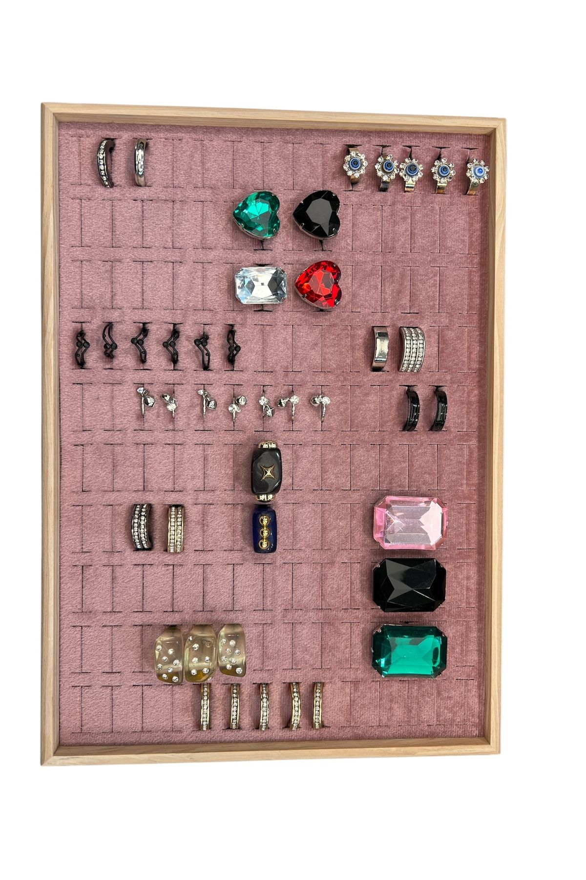 STAND MARKET Ahşap Yüzük Takı Piercing Tablasi (34,5x24,5x2,5cm) Ahşap Pembe