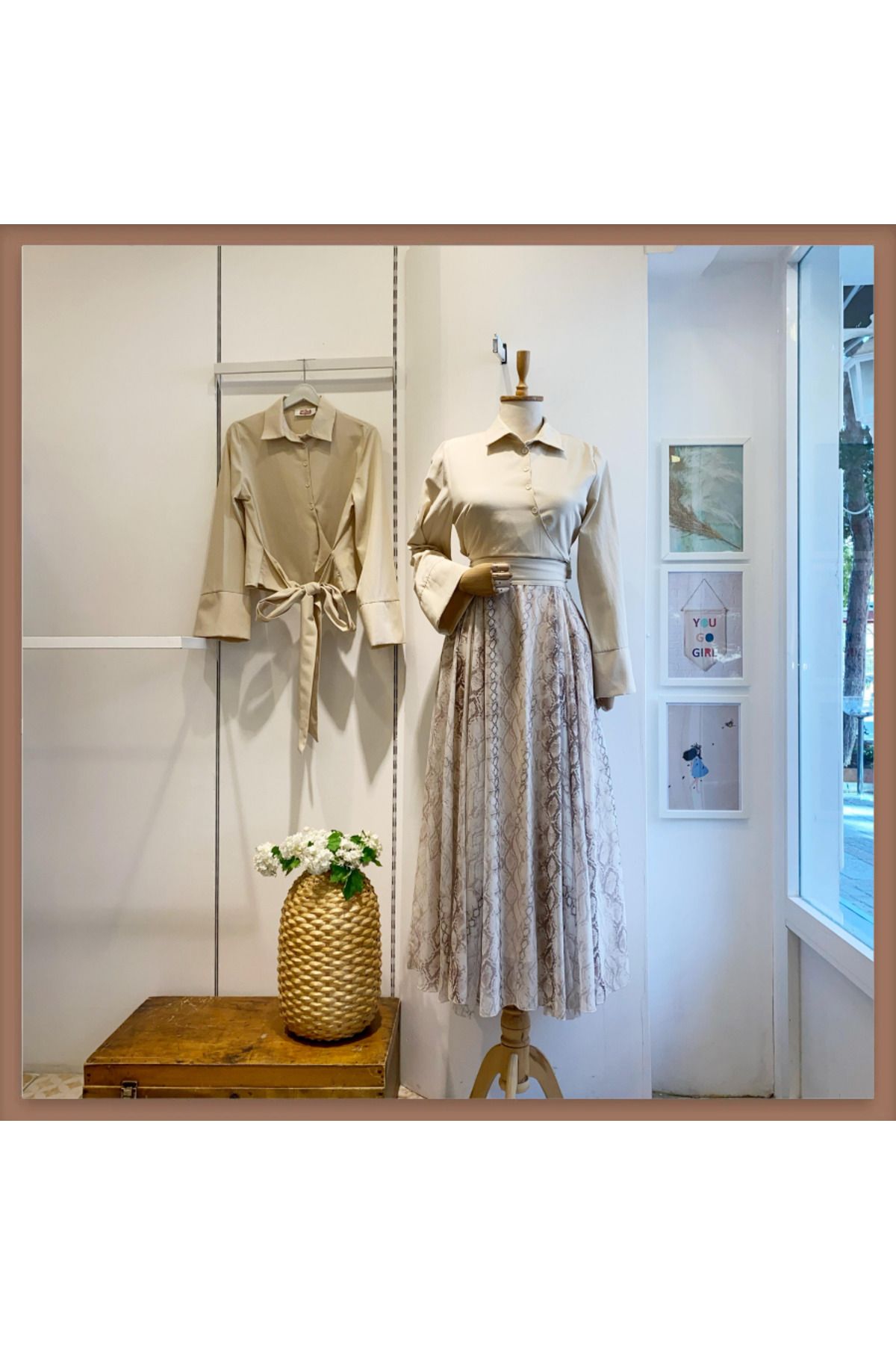 Faya Boutique Krem Châle Şifon Etek