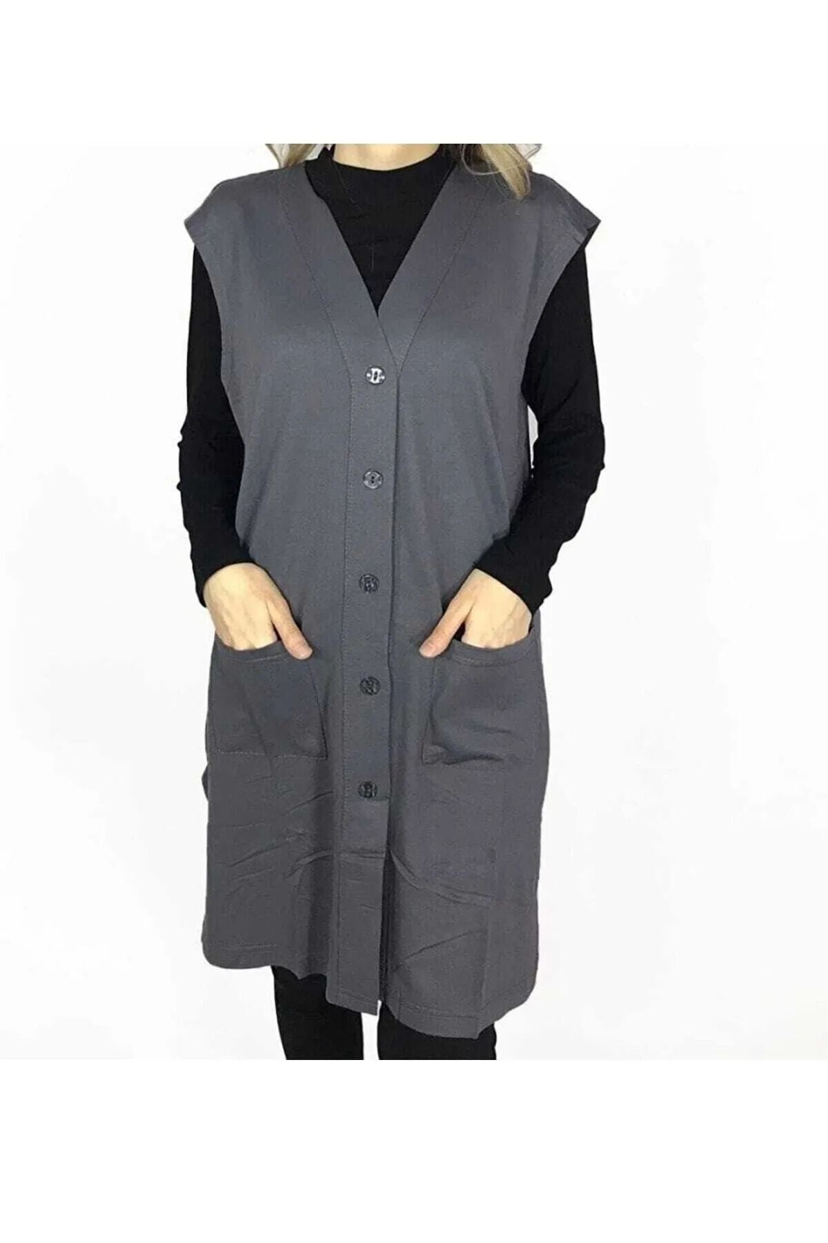 NOBLE STORE Anneler Günü Kadın Uzun Cepli Penye Anne Tunik Yelek NBL