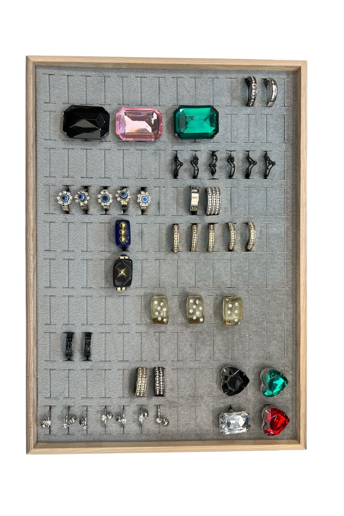 STAND MARKET Ahşap Yüzük Takı Piercing Tablasi (34,5x24,5x2,5cm) Ahşap Gri