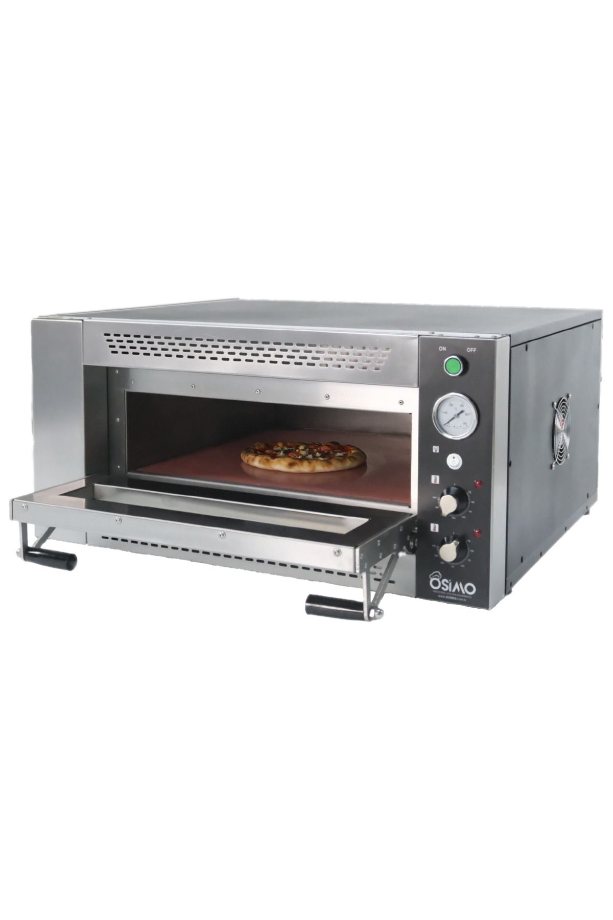 OSİMO Tek Katlı Elektrikli Pizza ve Lahmacun Fırını | 4 Pizza Kapasitesi | 4x25cm | 220V & 380V Uyumlu