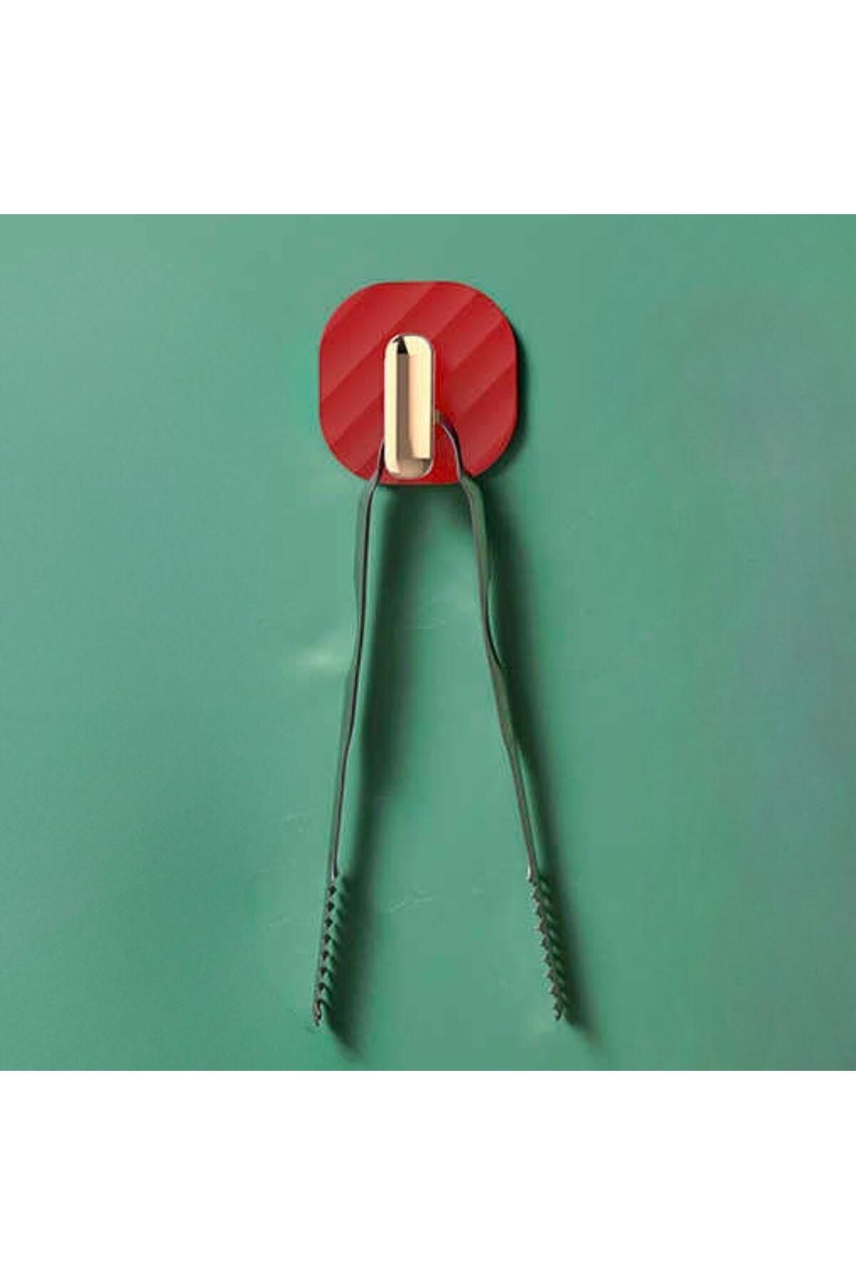 Shop58 2li Yapışkanlı Retro Askılık Dolap Kapak Kulpu Kırmızı (4172)