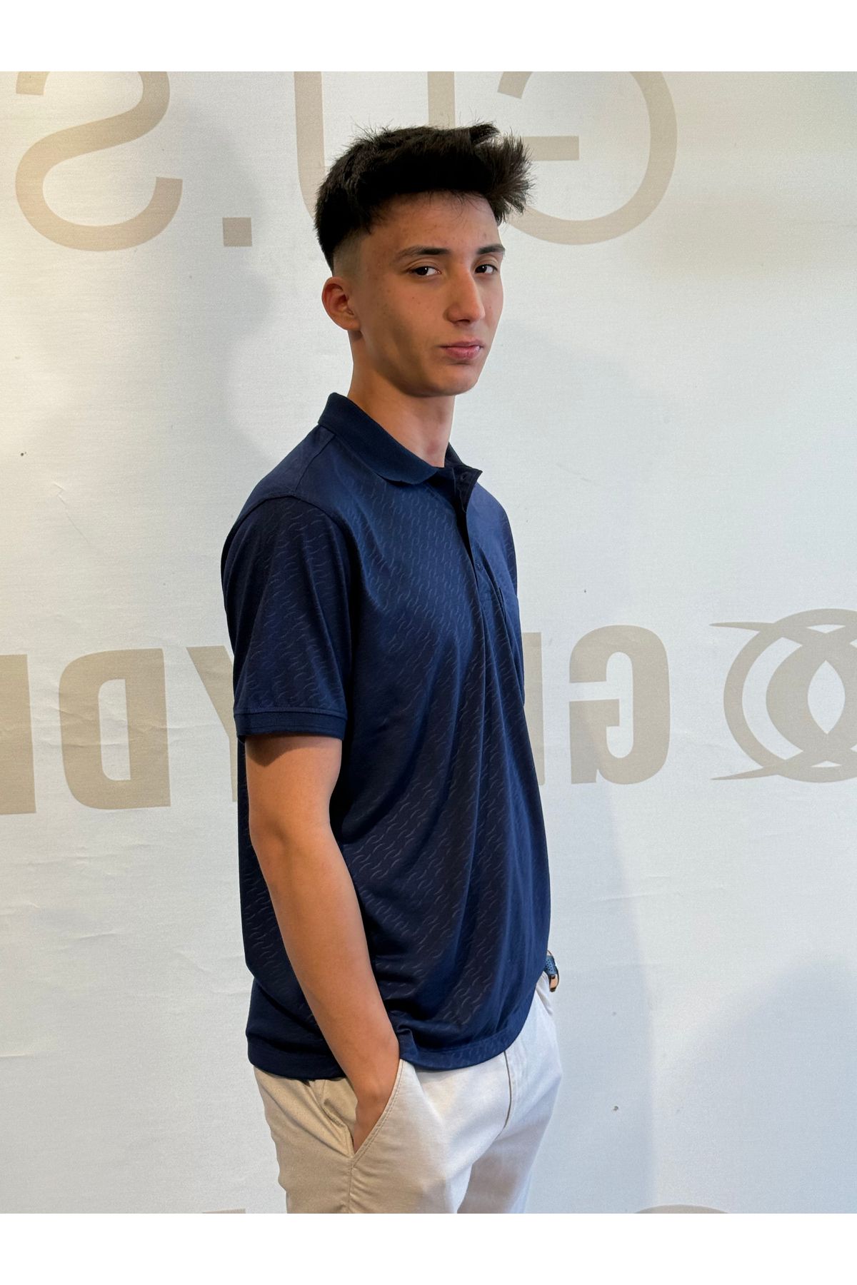 San&Fa SANFA POLO YAKA LACİVERT CEPLİ T-SHIRT