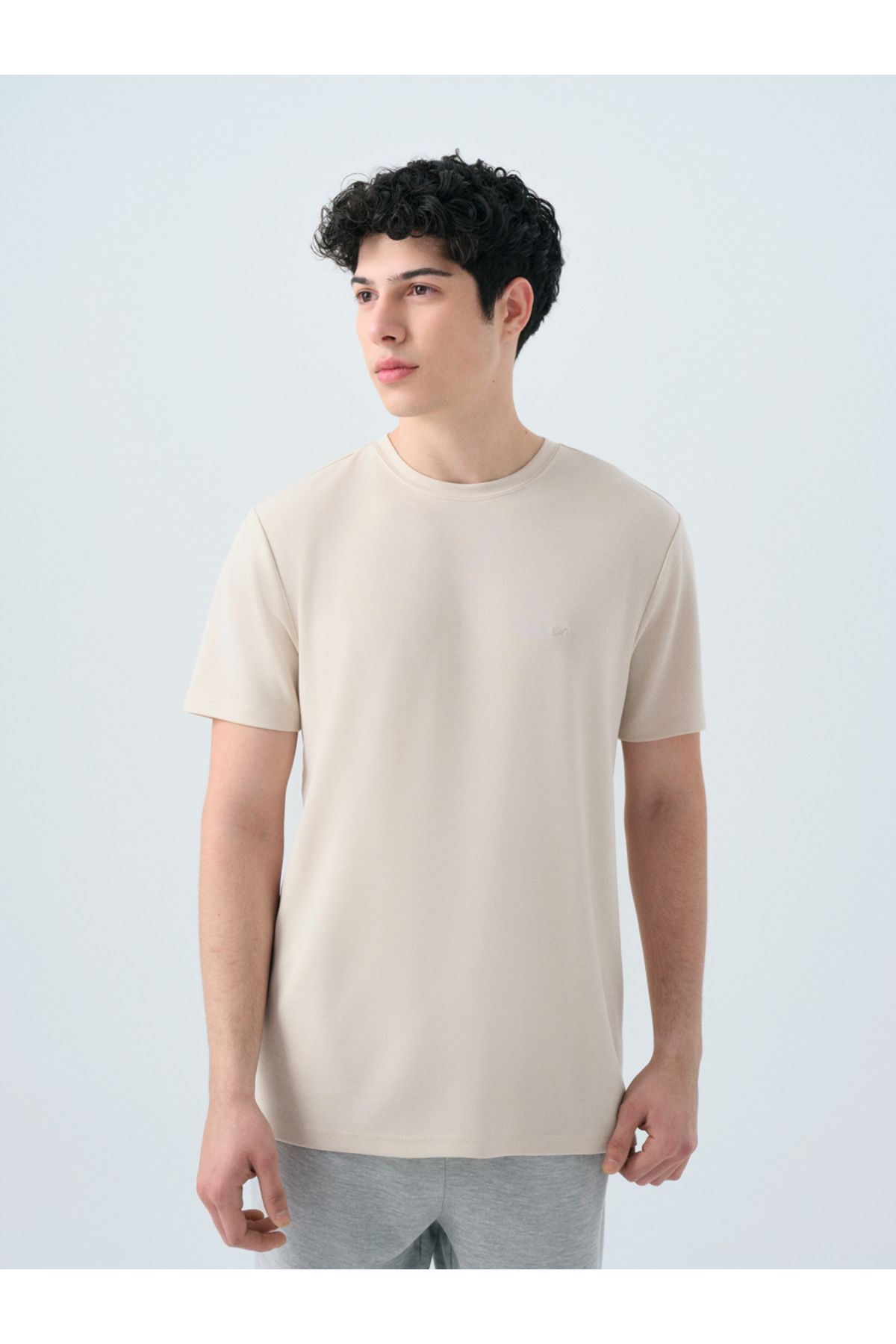 Loft 2038850 Taş Erkek Regular Fit Bisiklet Yaka T-shirt