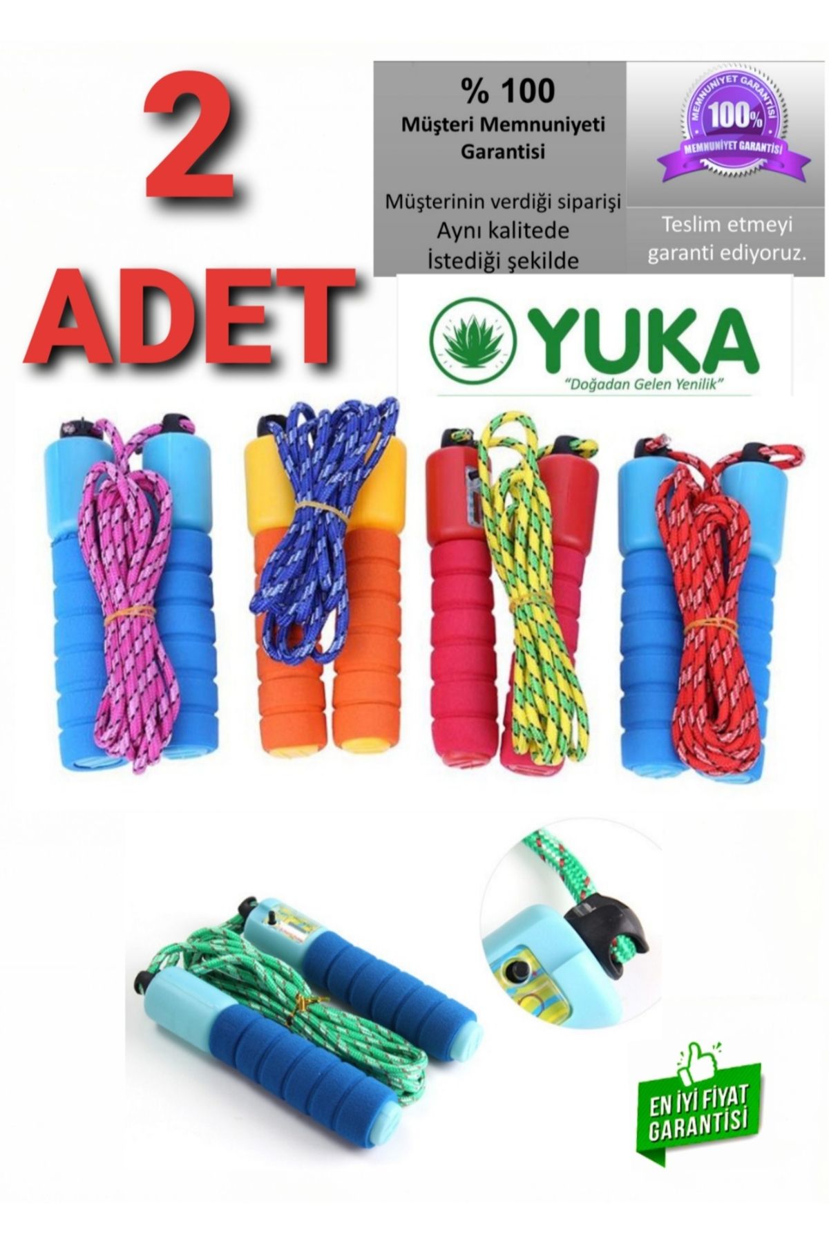Yuka Sayaçlı Atlama İpi 2 ADET Çocuklara Özel Atlama İpi Çocuk Oyun Atlama Egzersiz Antrenman