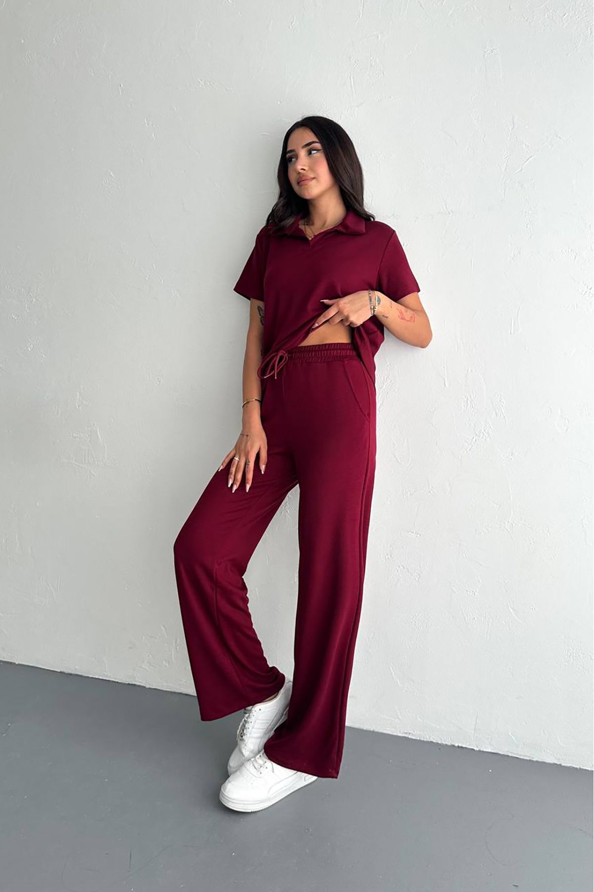 XXL BUTİK XXL Butik kadın cep detaylı pamuk eşofman takımı X-NBTG006