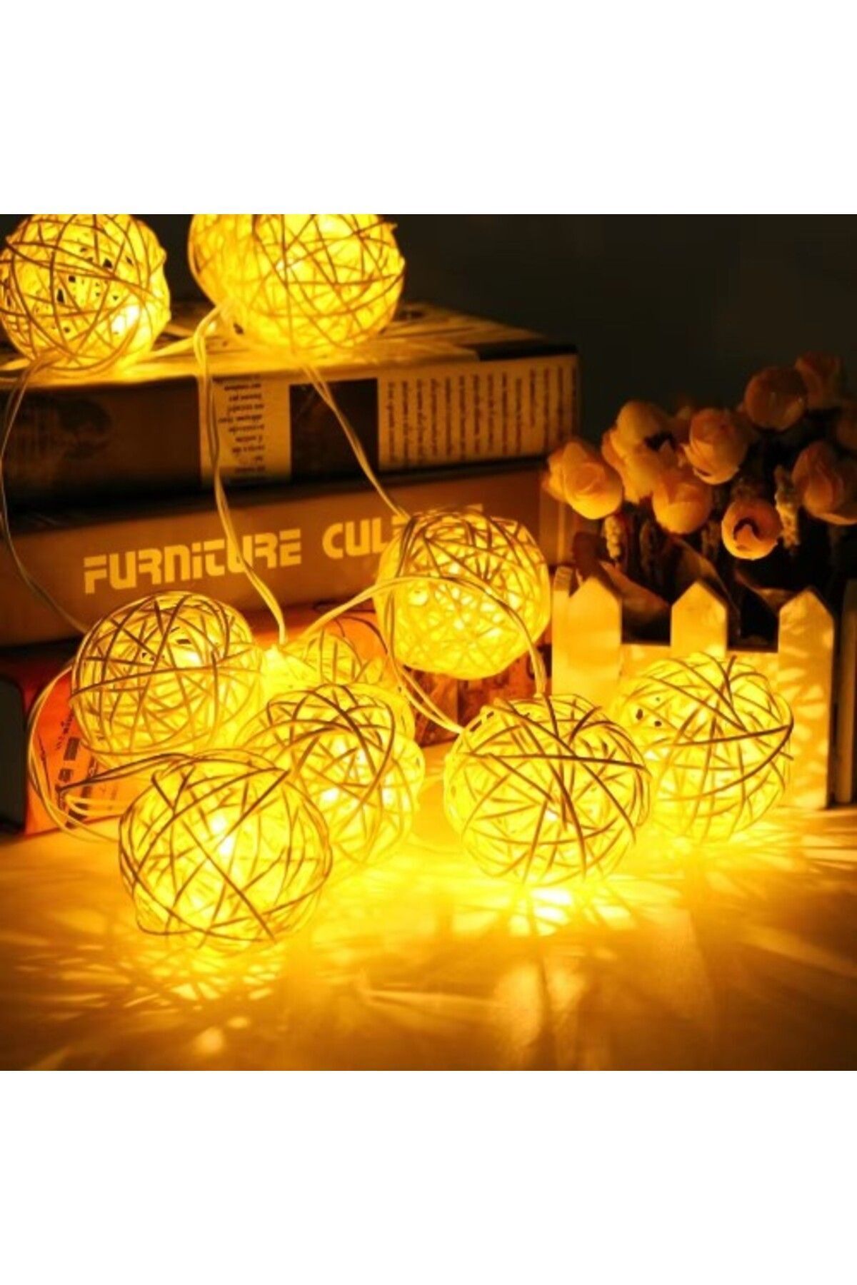 Acousticworld 2m 10 Led Pilli 2 Kademeli Rattan Top Gün ışığı