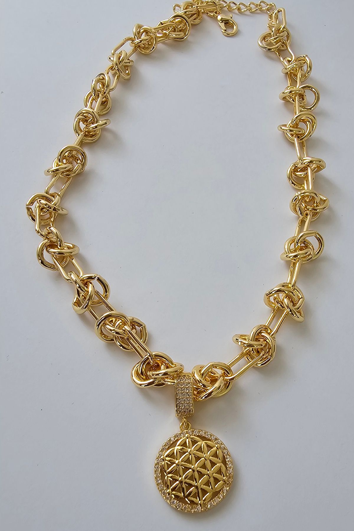 KEREMİNModaRuhu Çelik Gold Kolye Ve Charm