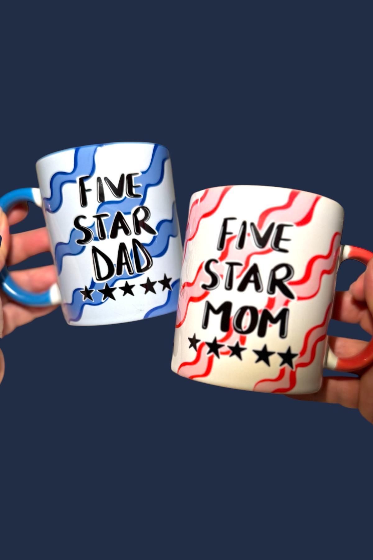City Glow Five Star Mom - Five Star Dad - 2 Kupa - Hediyelik Kupa Bardak