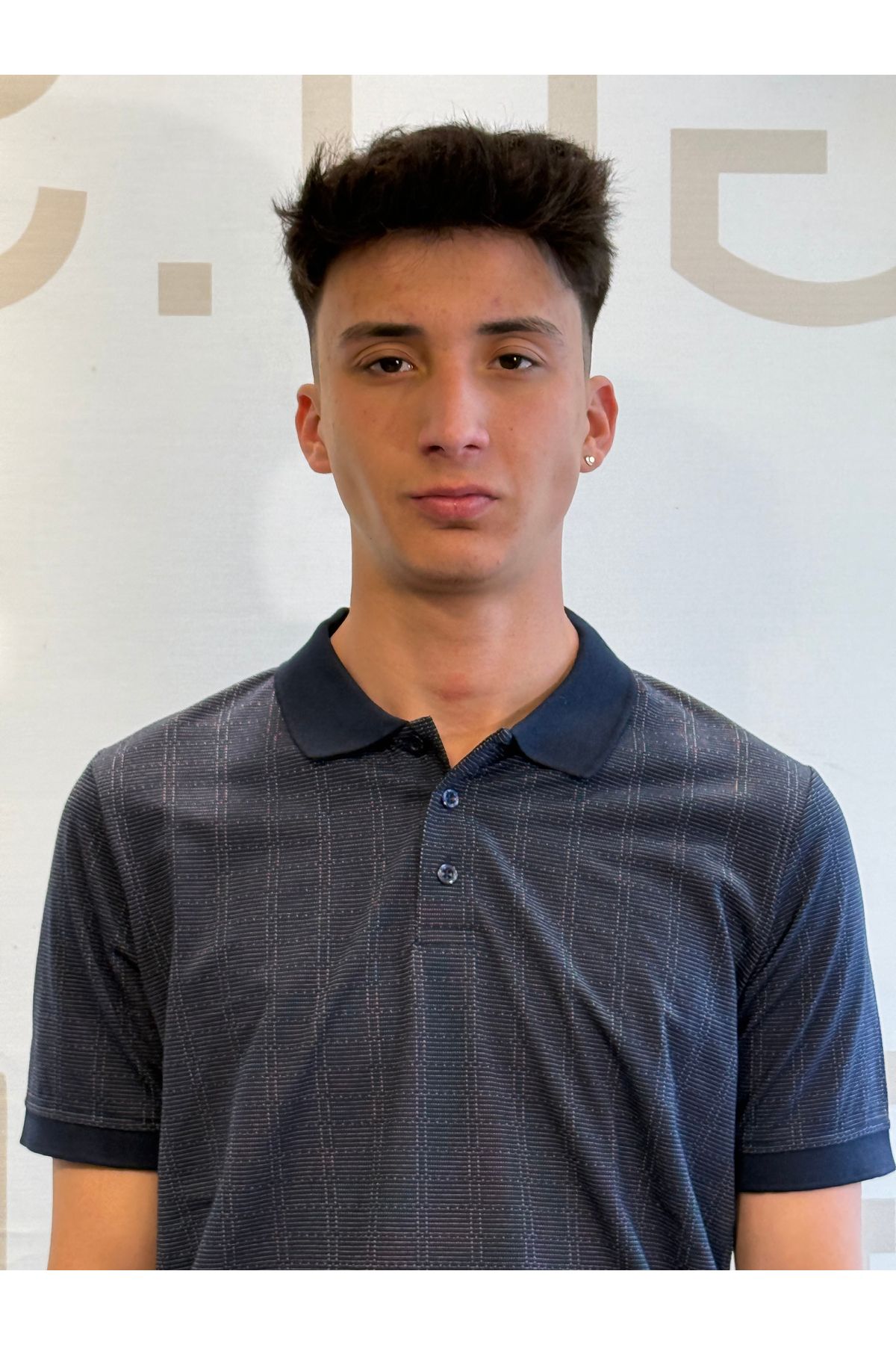 San&Fa SANFA POLO YAKA DESENLİ LACİVERT T-SHIRT