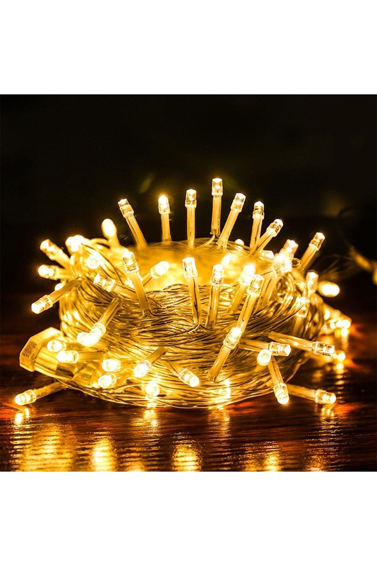 Shop58 10 Metre 100 Ledli 8 Fonksiyonlu Dekoratif Lambader Sarı Lamba (4172)