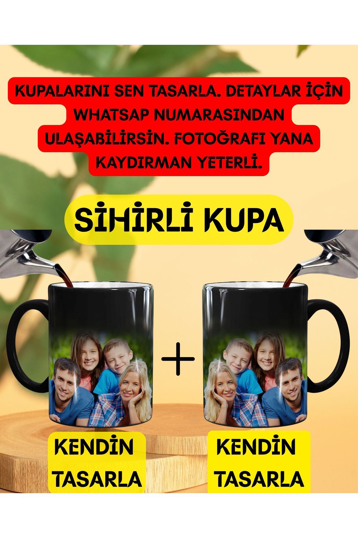 NOVA BASKI TASARIM KİŞİYE ÖZEL TASARIM İKİLİ PREMİUM SİHİRLİ KUPA (2 ADET FİYATIDIR.)