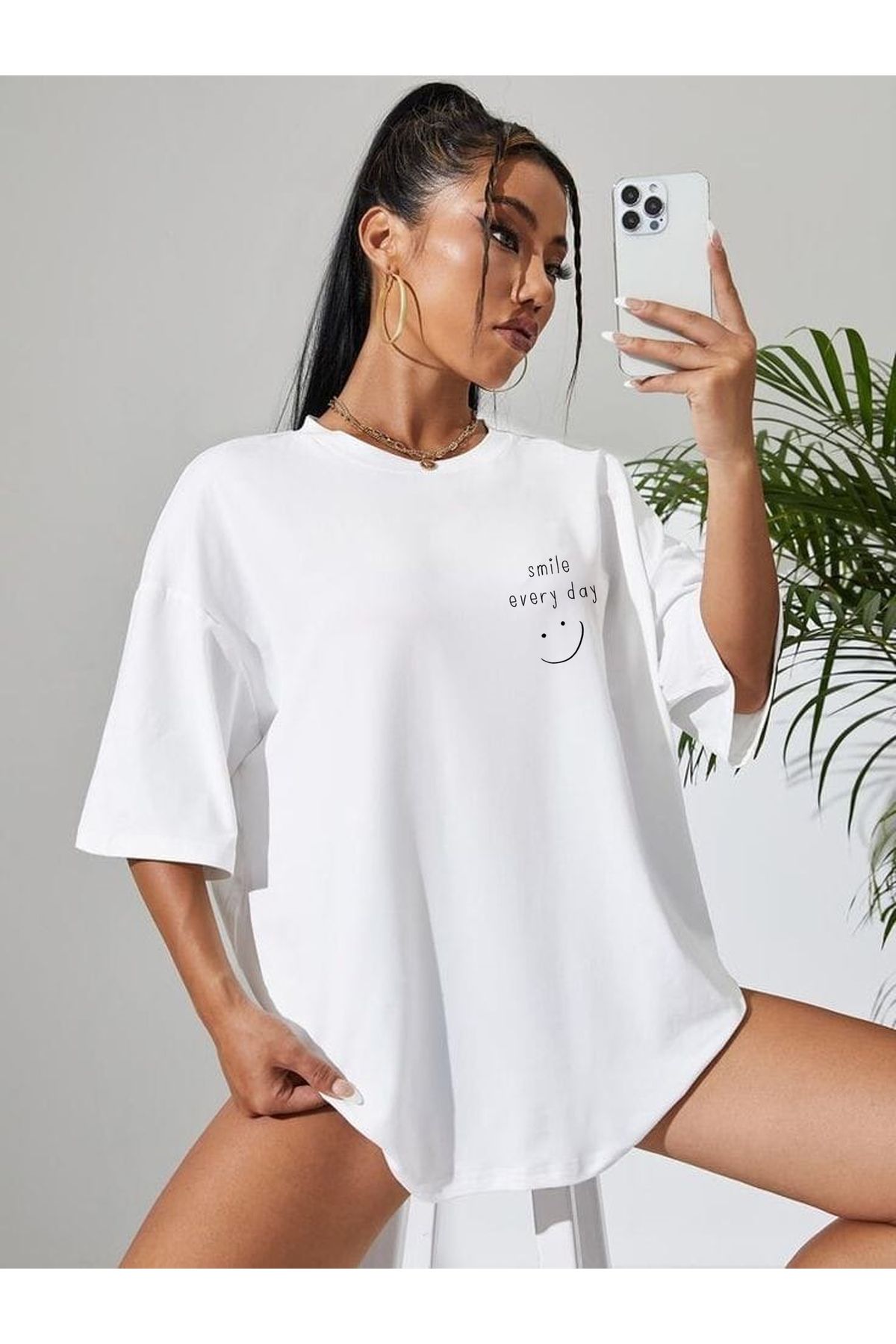 TekTarzz Unisex Smile Baskılı Tshirt