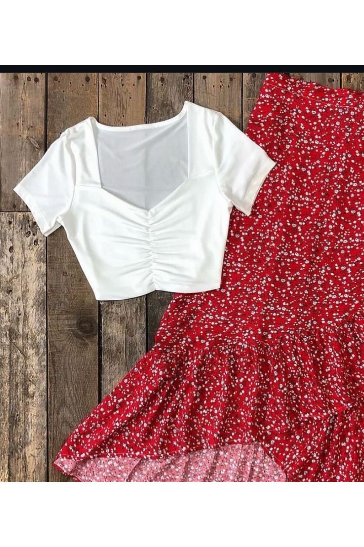 tülaybutik kadın yazlık büzgülü kalp yaka crop