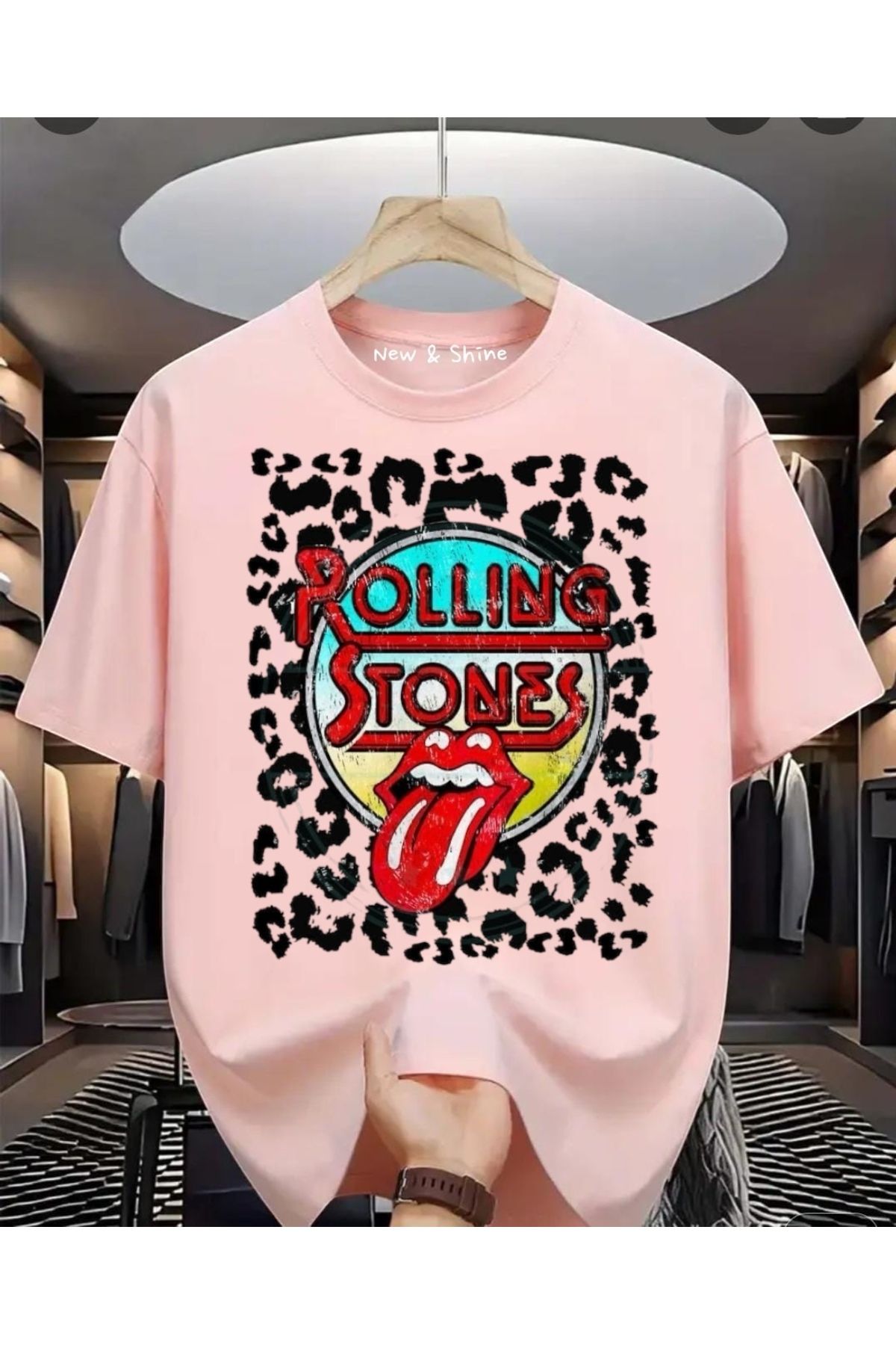 New Shine Rolling Stones Büyük Beden Oversize T-Shirt