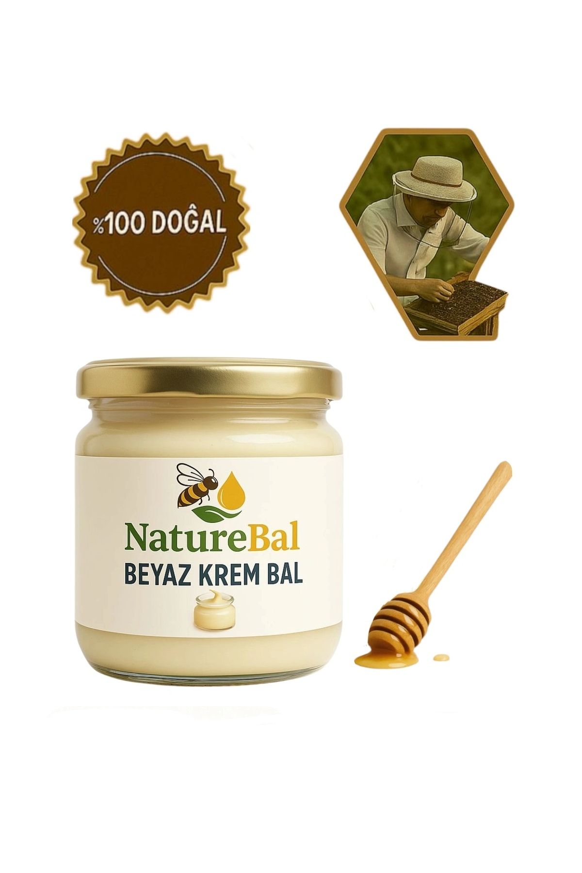 Nature Katkısız Özel Üretim Beyaz Krem Bal 500gr
