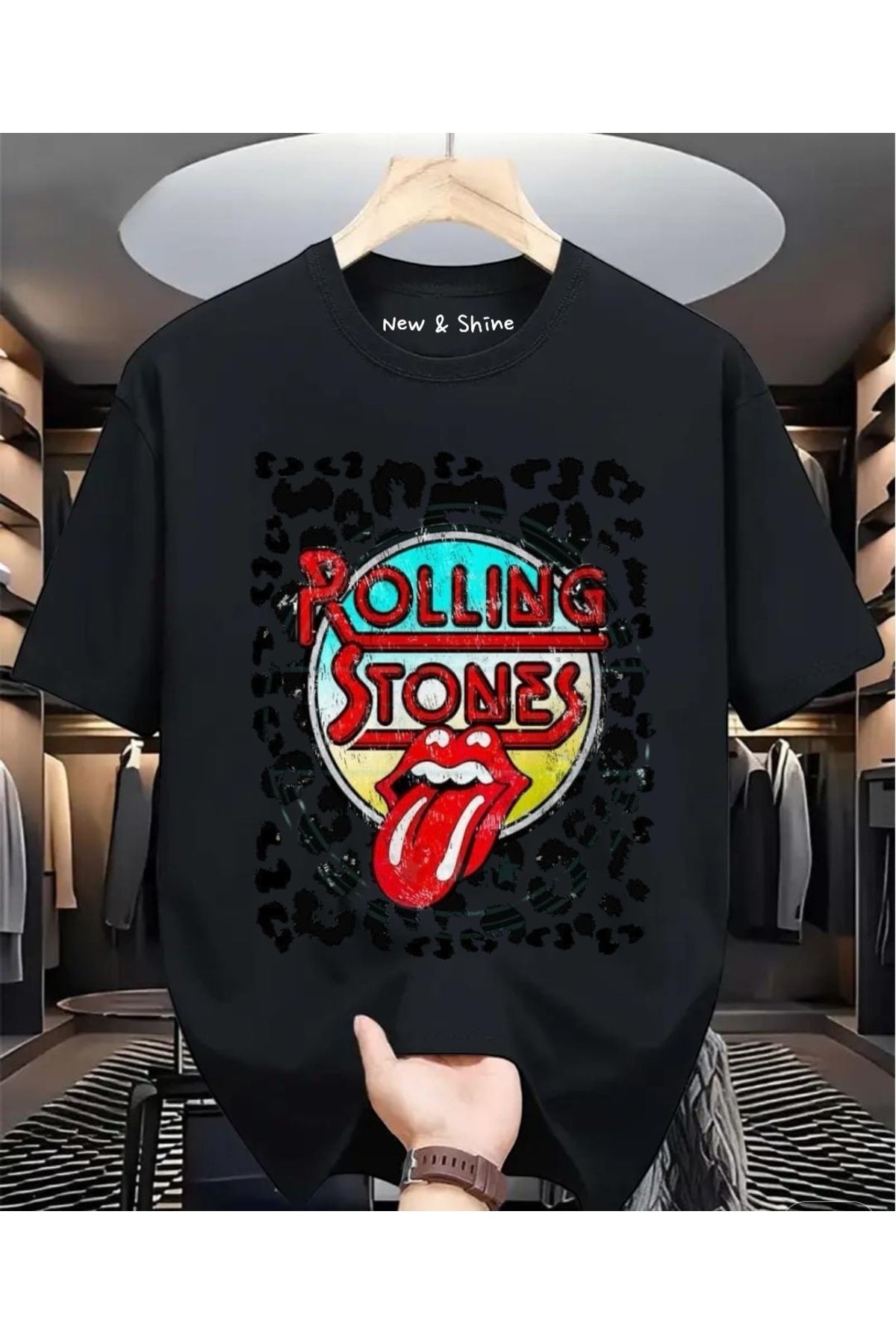 New Shine Rolling Stones Büyük Beden Oversize T-Shirt