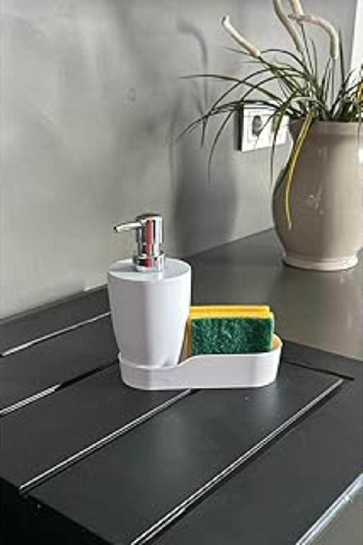 Mu Art Nova Pure Hazneli Sivi Sabunluk-Beyaz